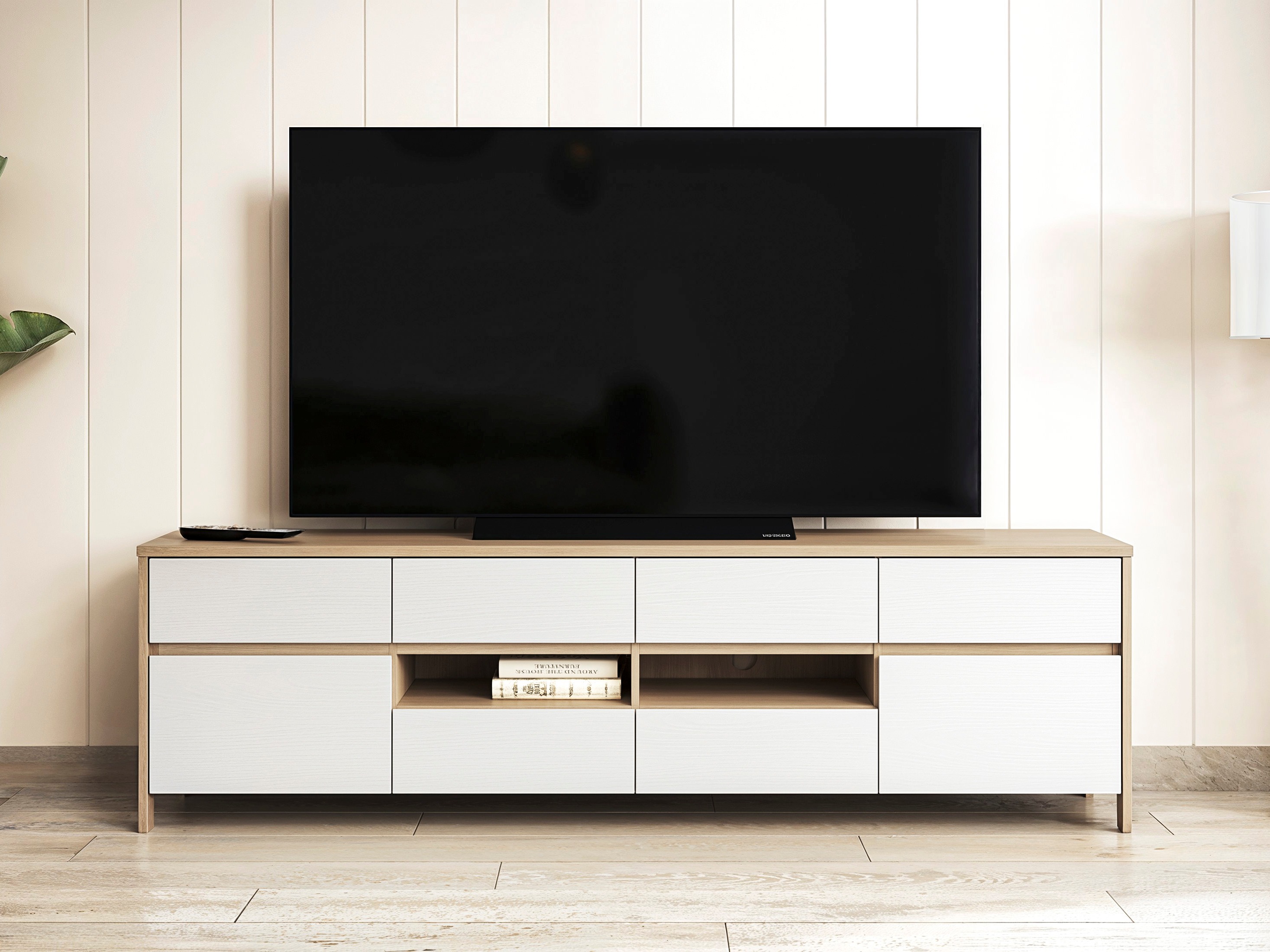 TV-állvány Fermaru 103 (Fehér + Tölgy)