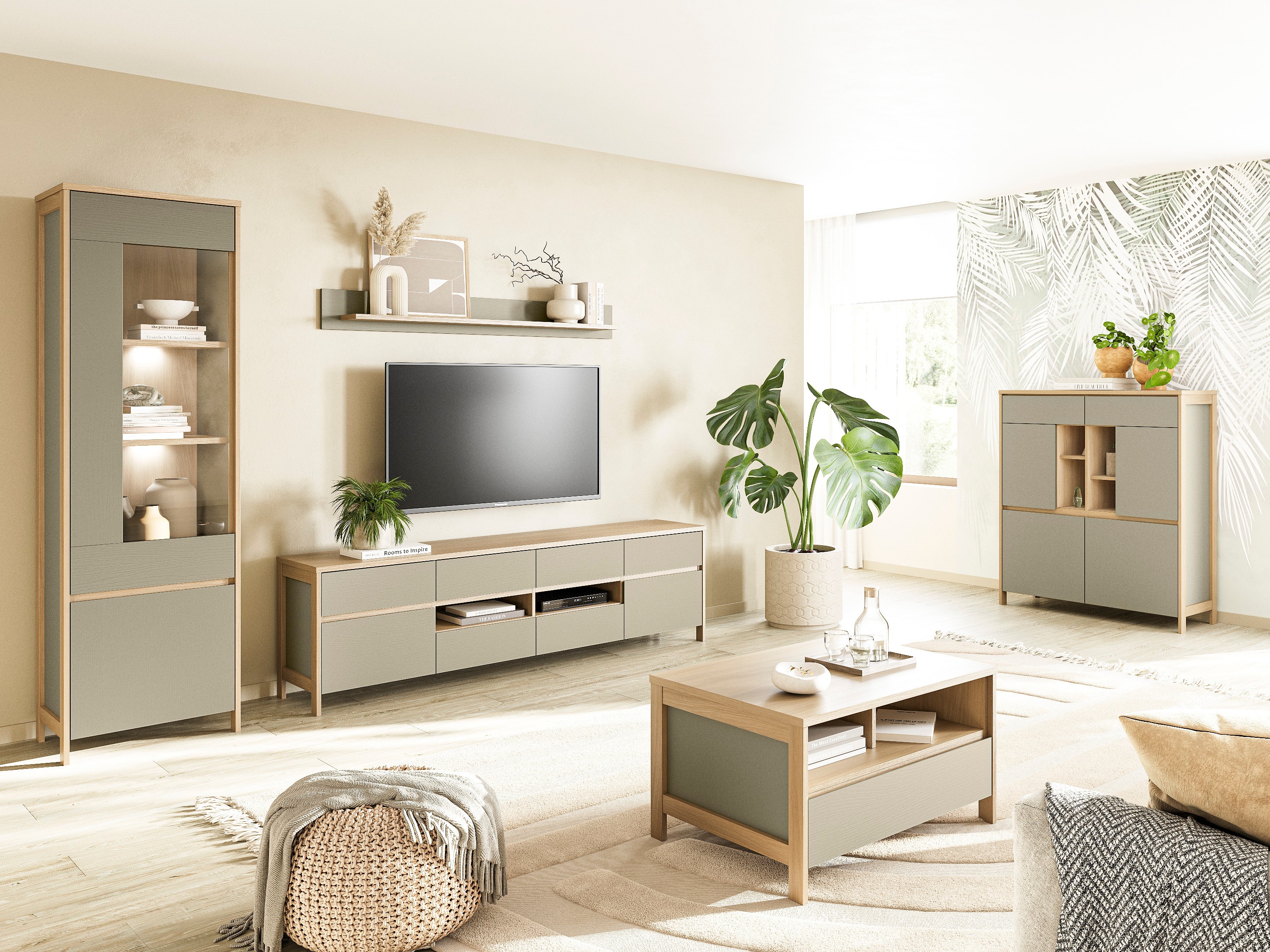 Dohányzóasztal Fermaru 107 (Poros zöld + Tölgy)