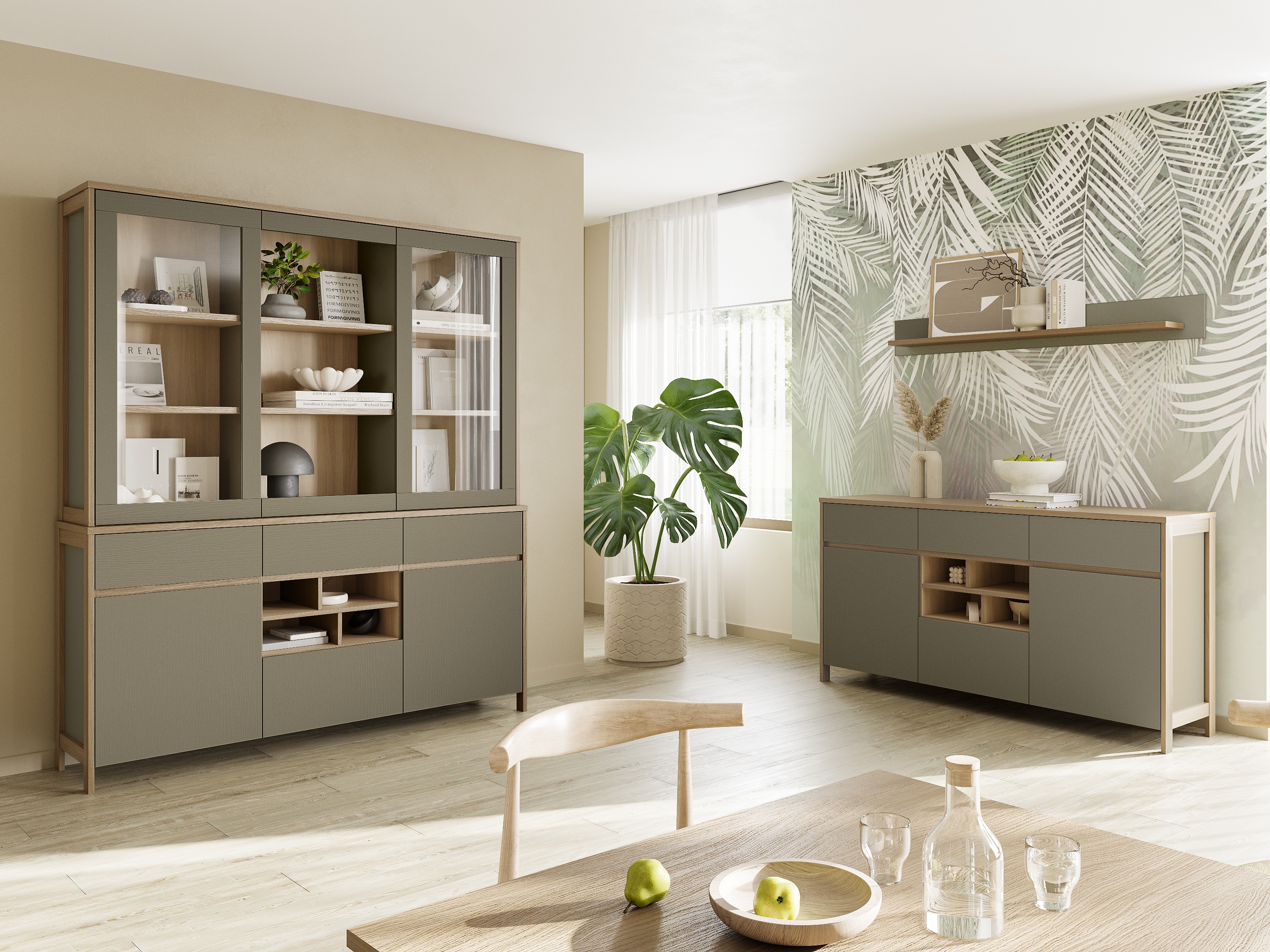 Fali polc Fermaru 108 (Poros zöld + Tölgy)