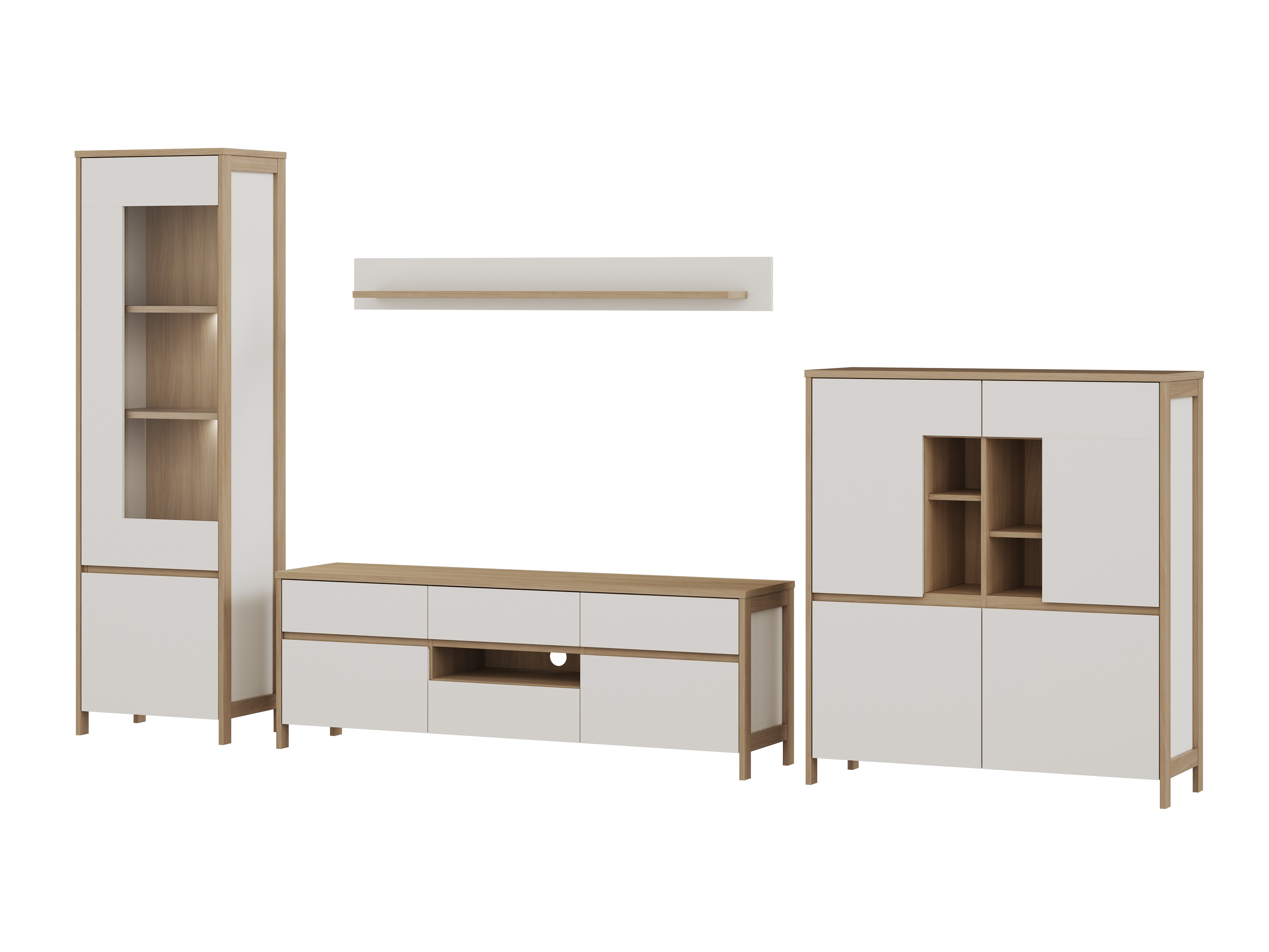 Nappali szett Fermaru 110 (Fehér + Tölgy)