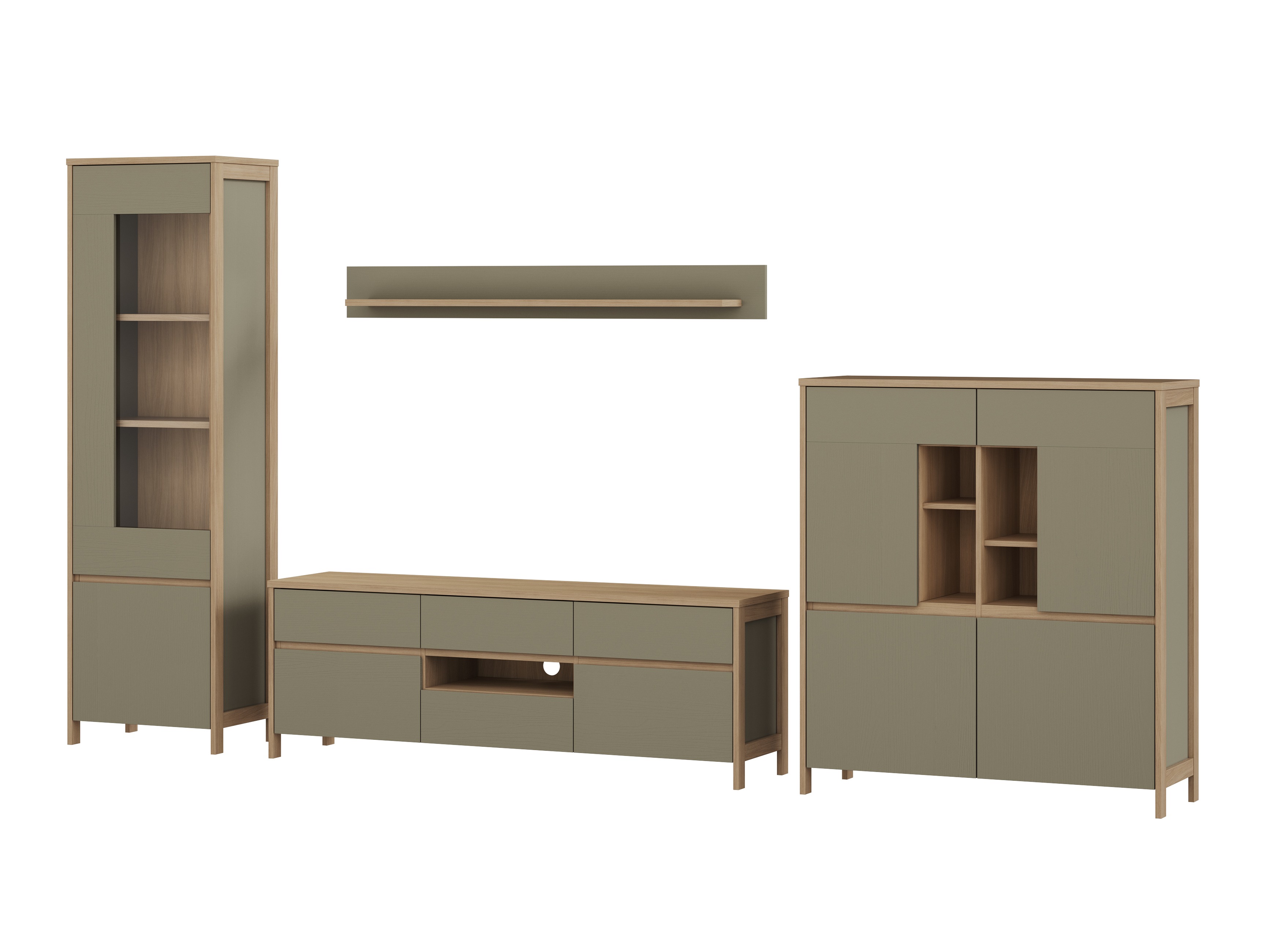 Nappali szett Fermaru 110 (Poros zöld + Tölgy)