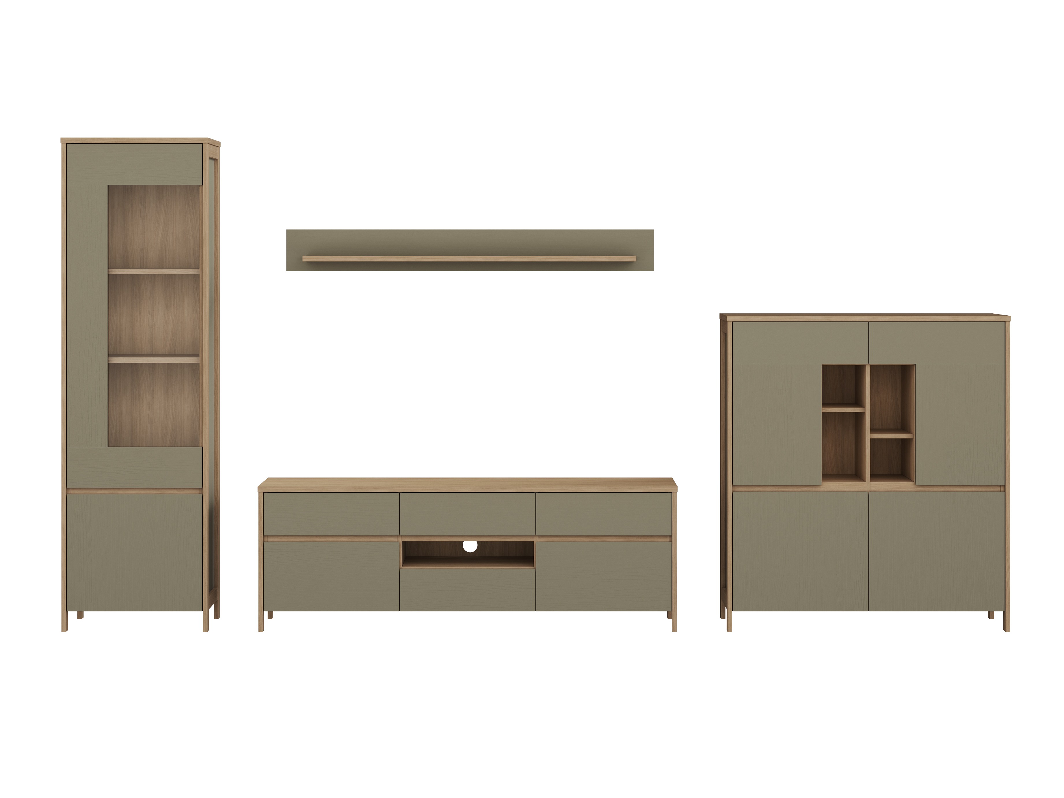 Nappali szett Fermaru 110 (Poros zöld + Tölgy)