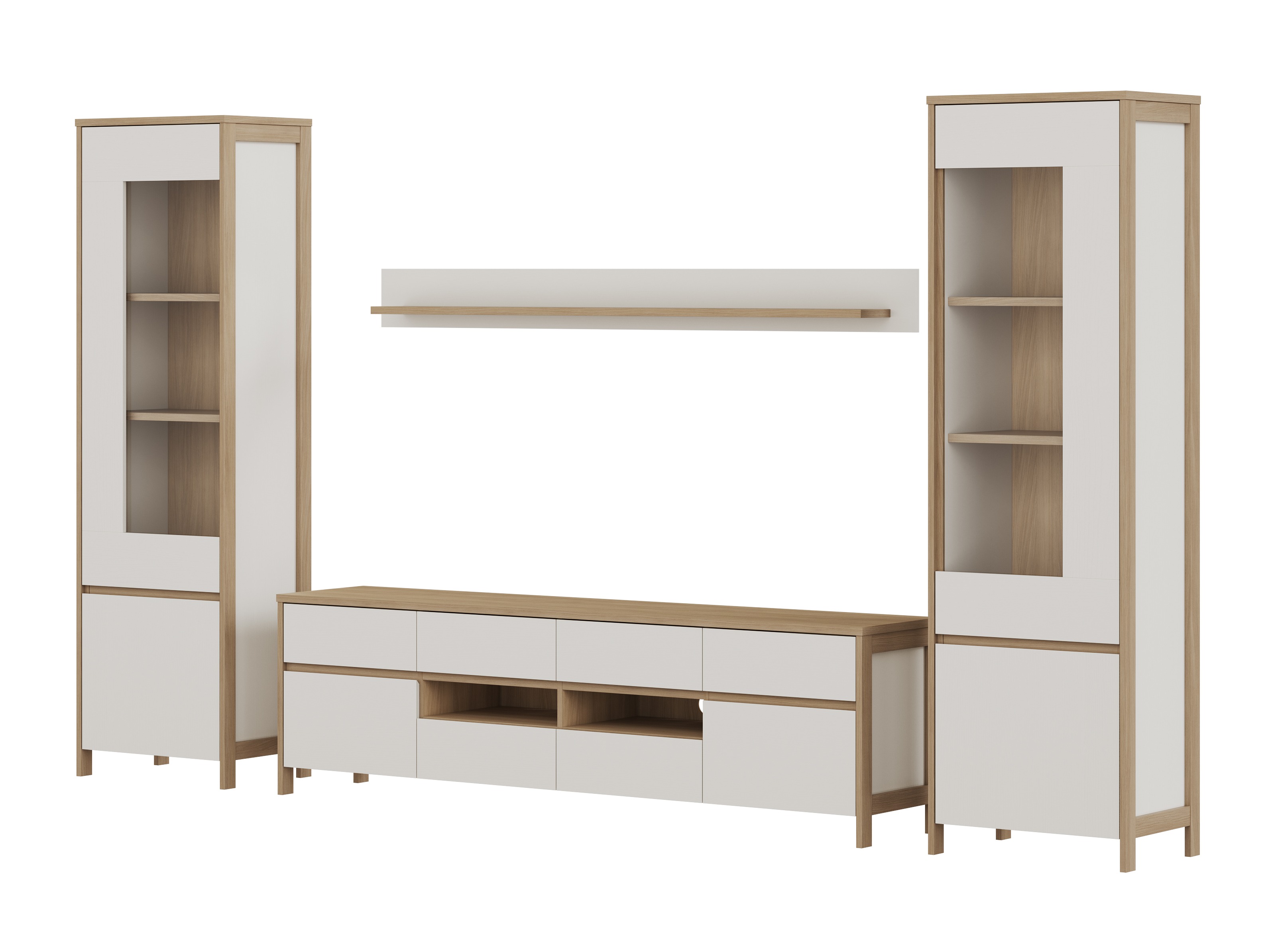 Nappali szett Fermaru 111 (Fehér + Tölgy)