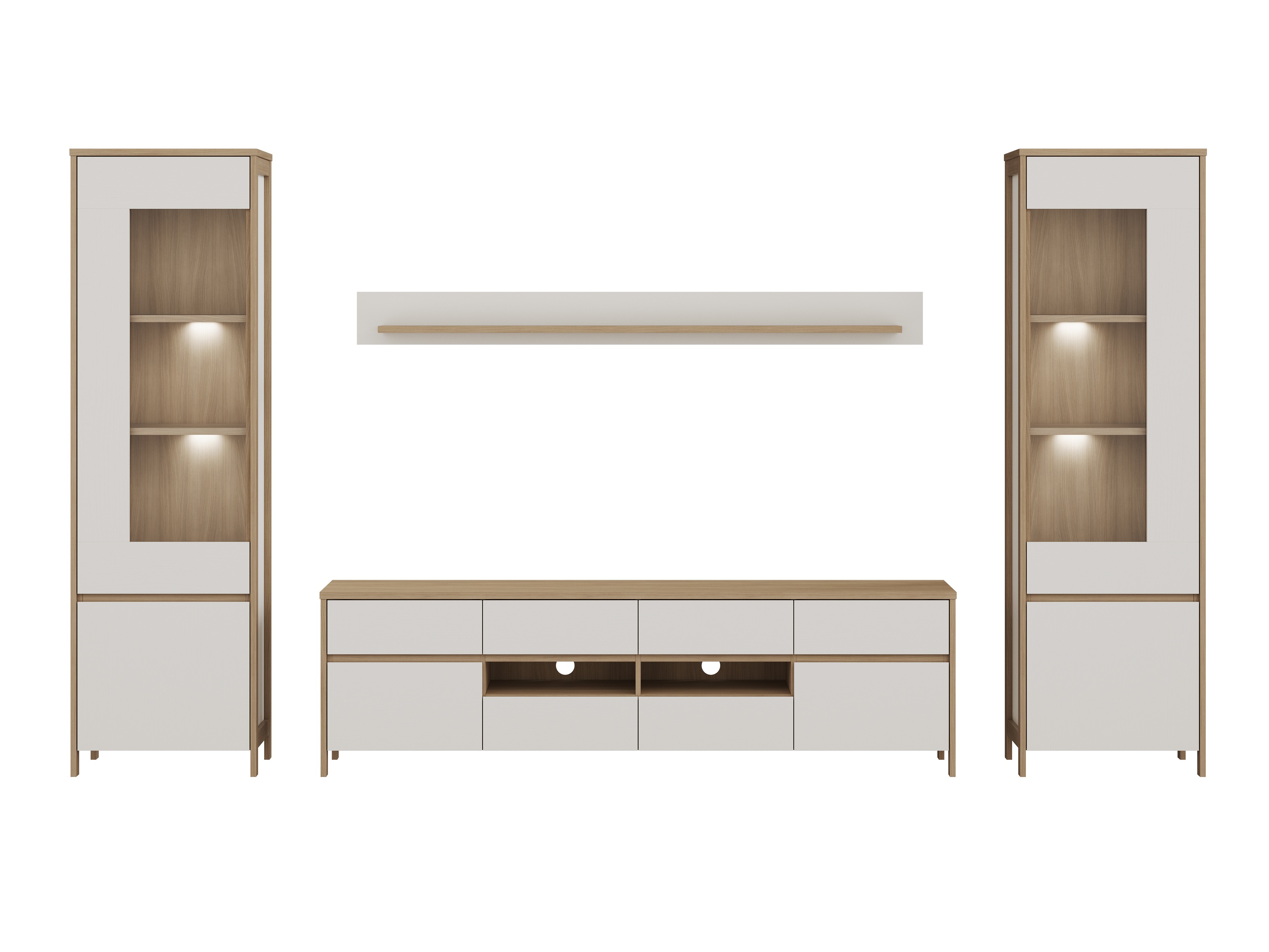 Nappali szett Fermaru 111 (Fehér + Tölgy)