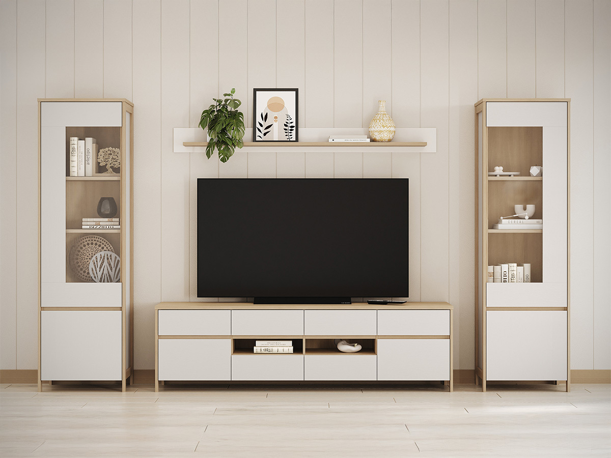 Nappali szett Fermaru 111 (Fehér + Tölgy)