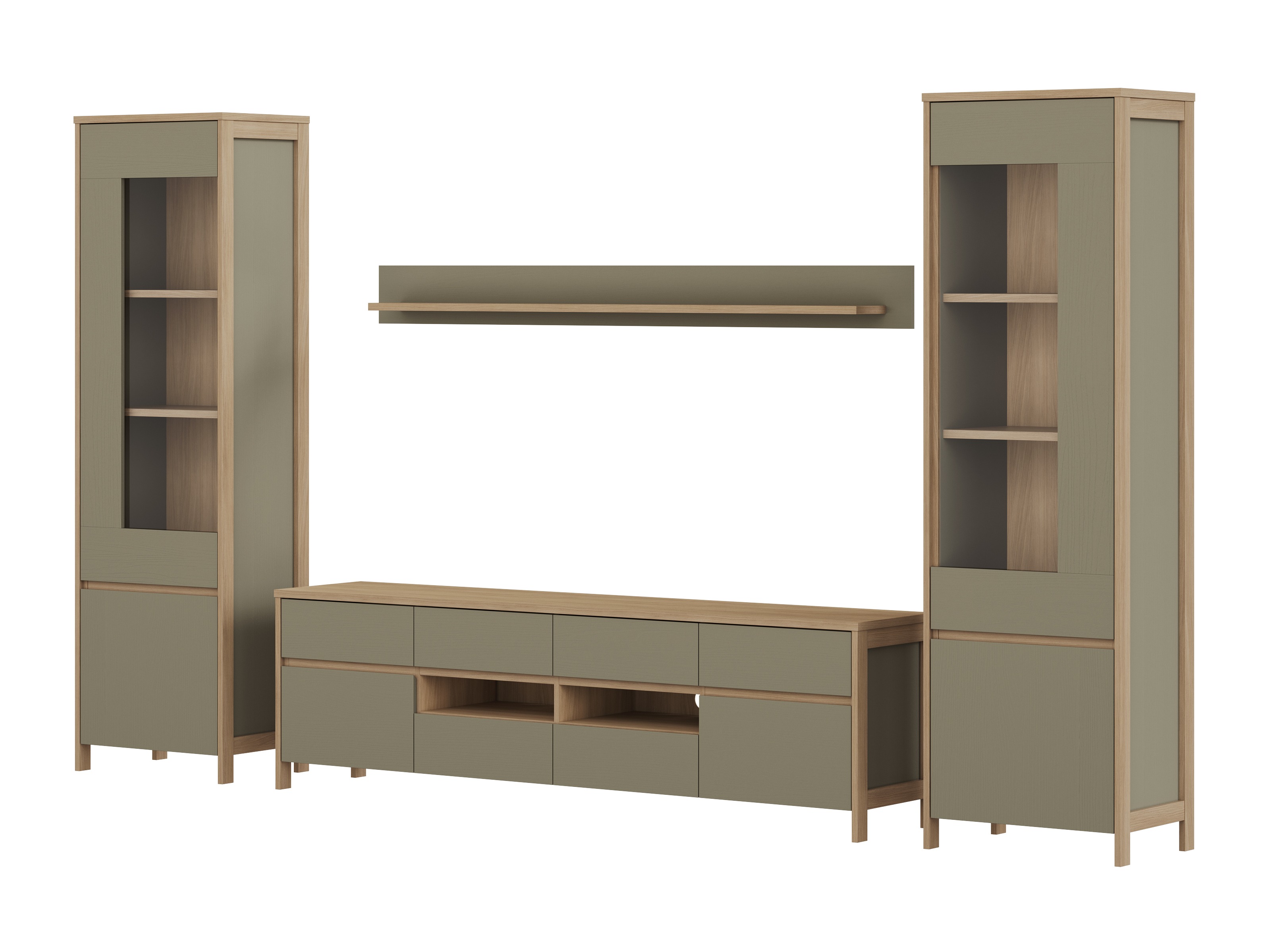 Nappali szett Fermaru 111 (Poros zöld + Tölgy)