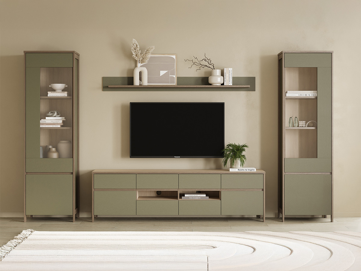 Nappali szett Fermaru 111 (Poros zöld + Tölgy)