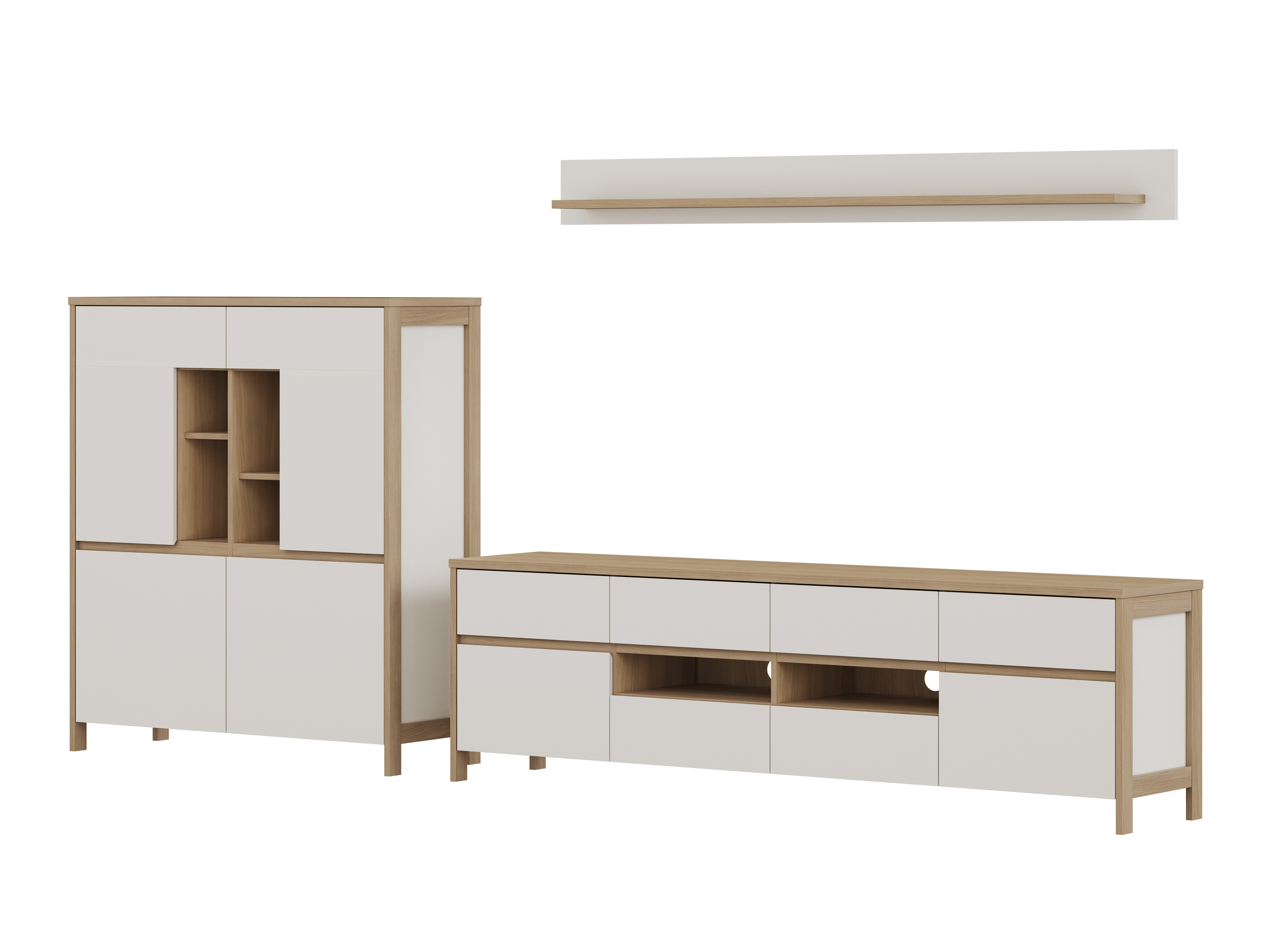 Nappali szett Fermaru 112 (Fehér + Tölgy)