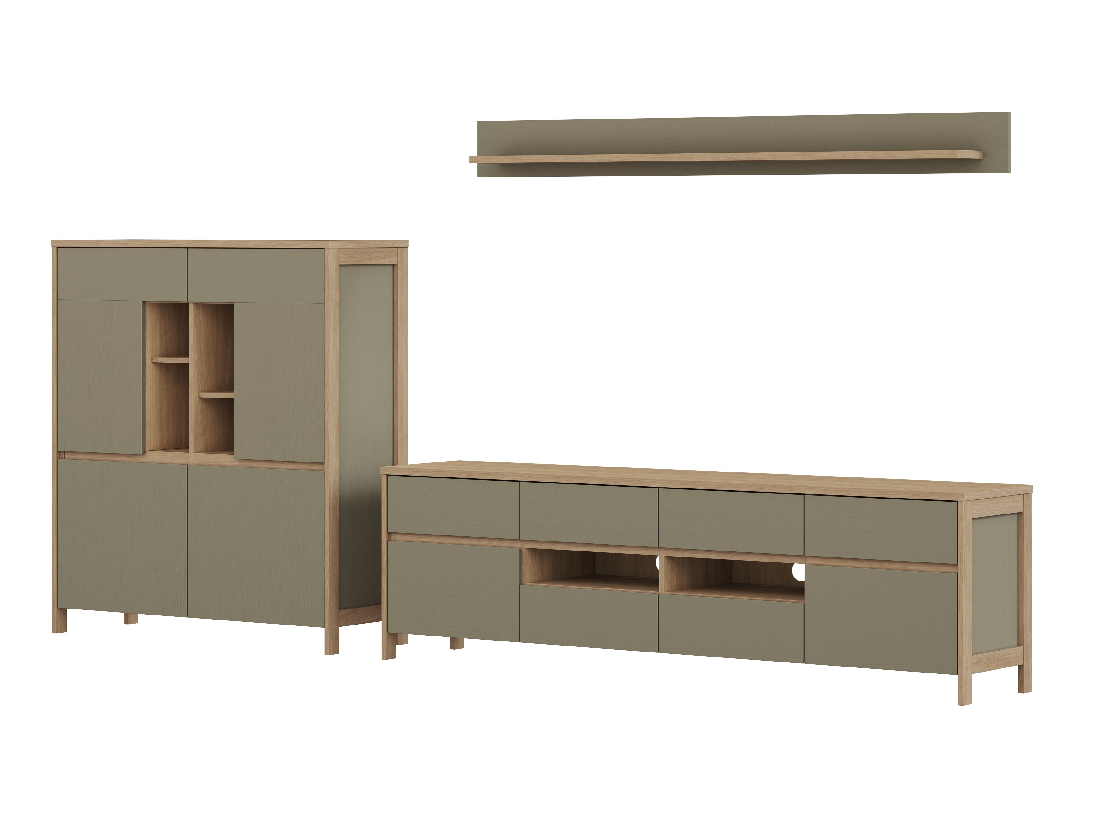 Nappali szett Fermaru 112 (Poros zöld + Tölgy)