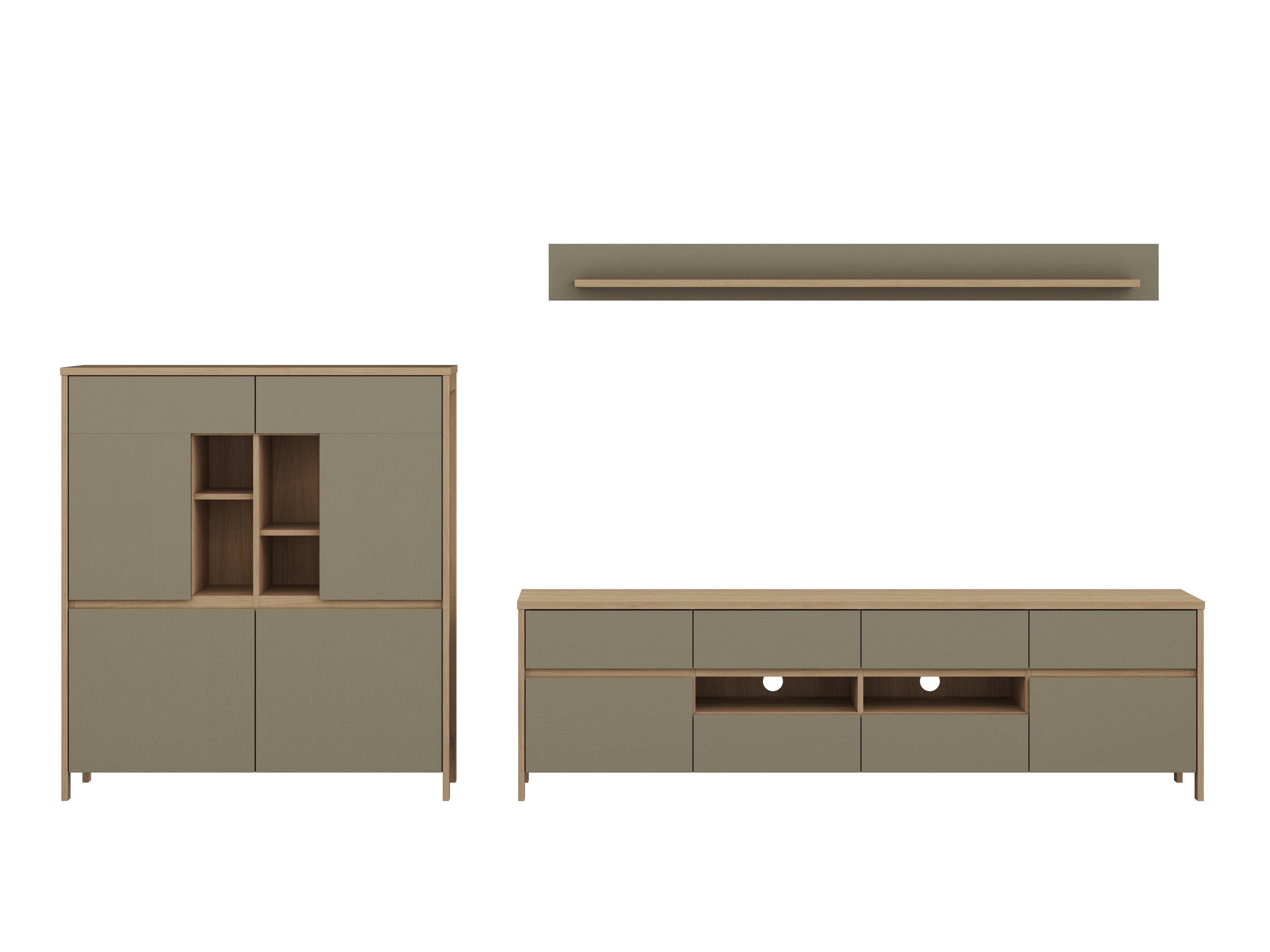 Nappali szett Fermaru 112 (Poros zöld + Tölgy)