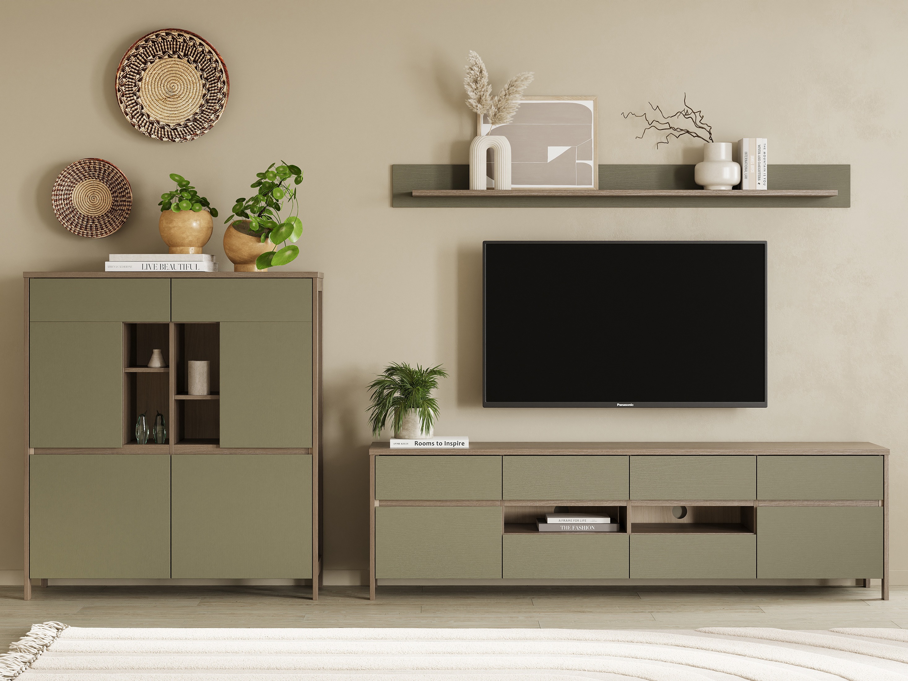 Nappali szett Fermaru 112 (Poros zöld + Tölgy)