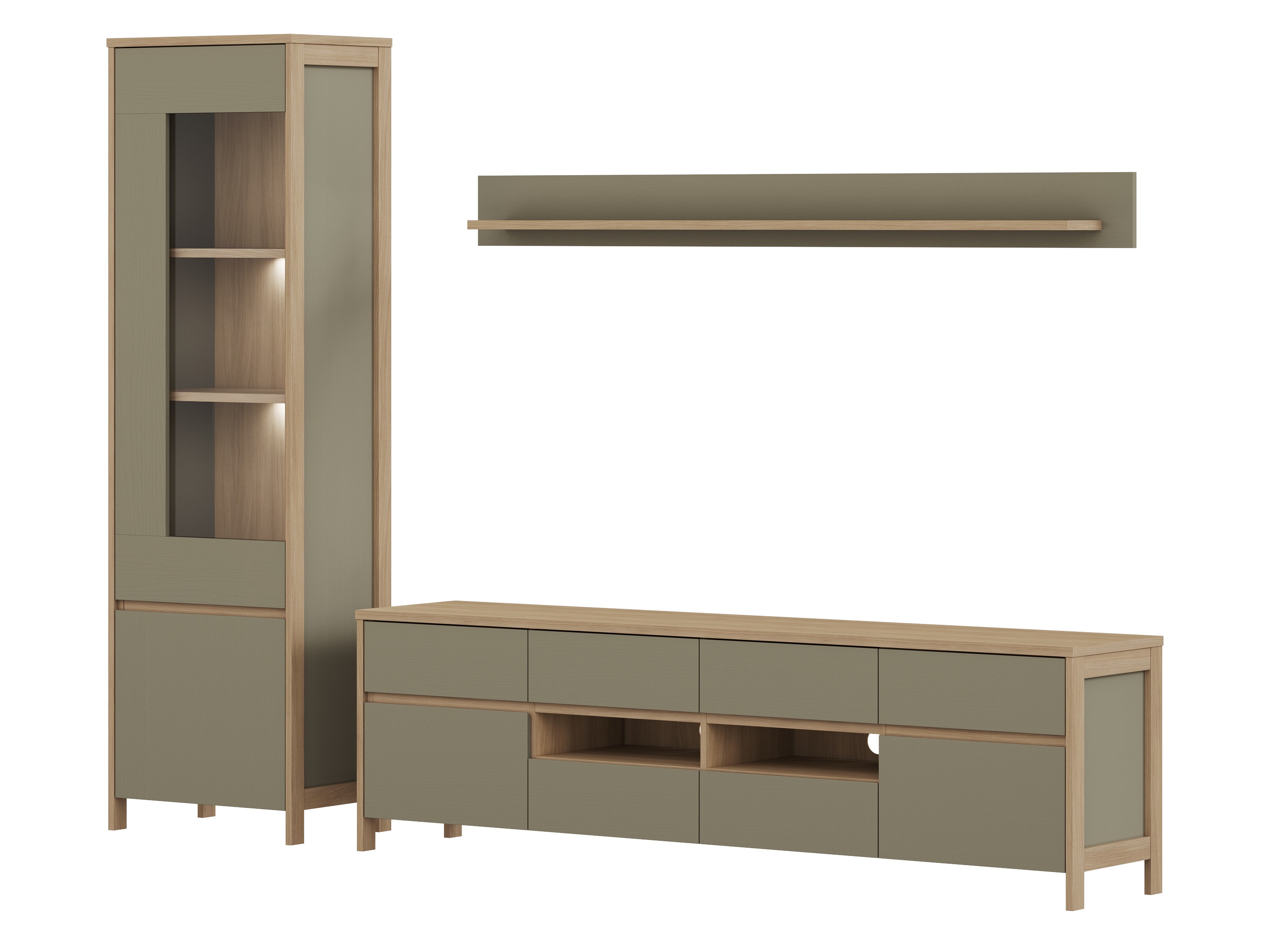 Nappali szett Fermaru 113 (Poros zöld + Tölgy)