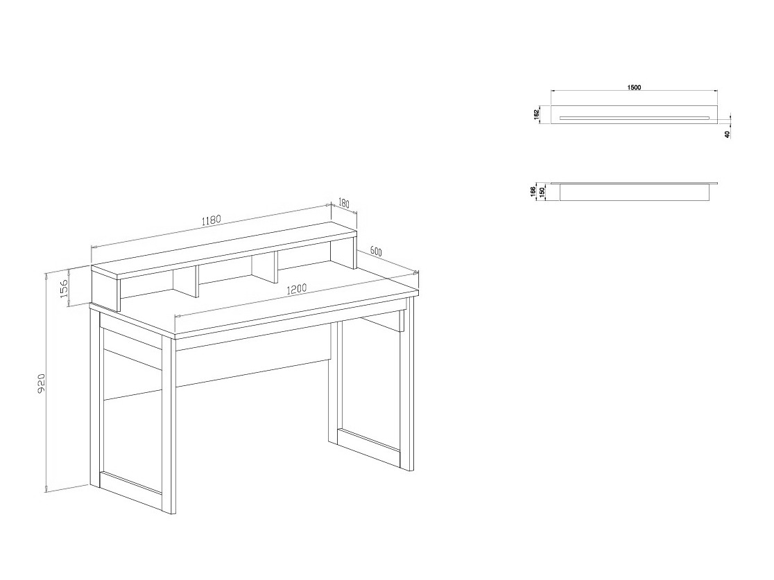 Íróasztal Fermaru 115 (Fehér + Tölgy)