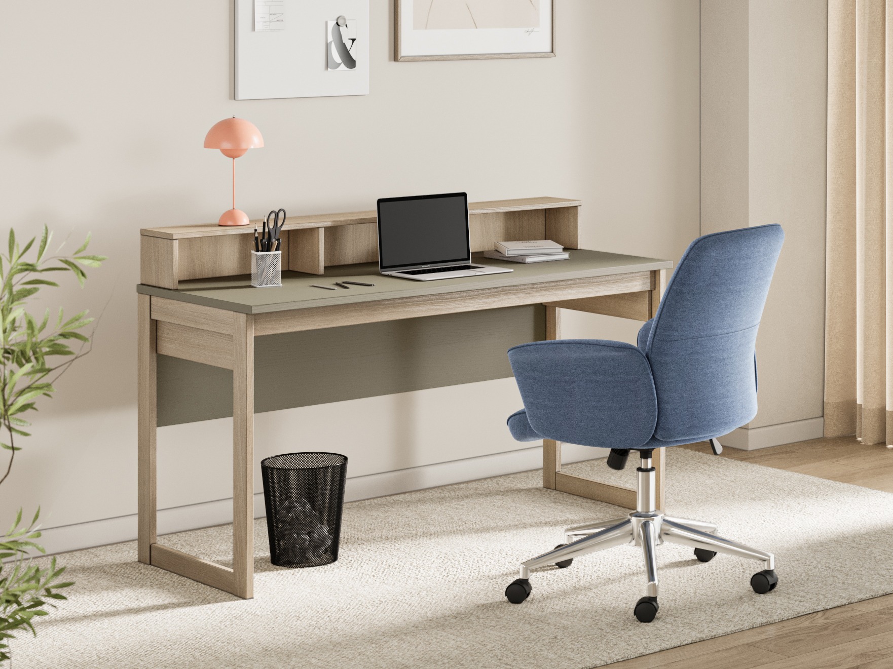 Íróasztal Fermaru 115 (Poros zöld + Tölgy)