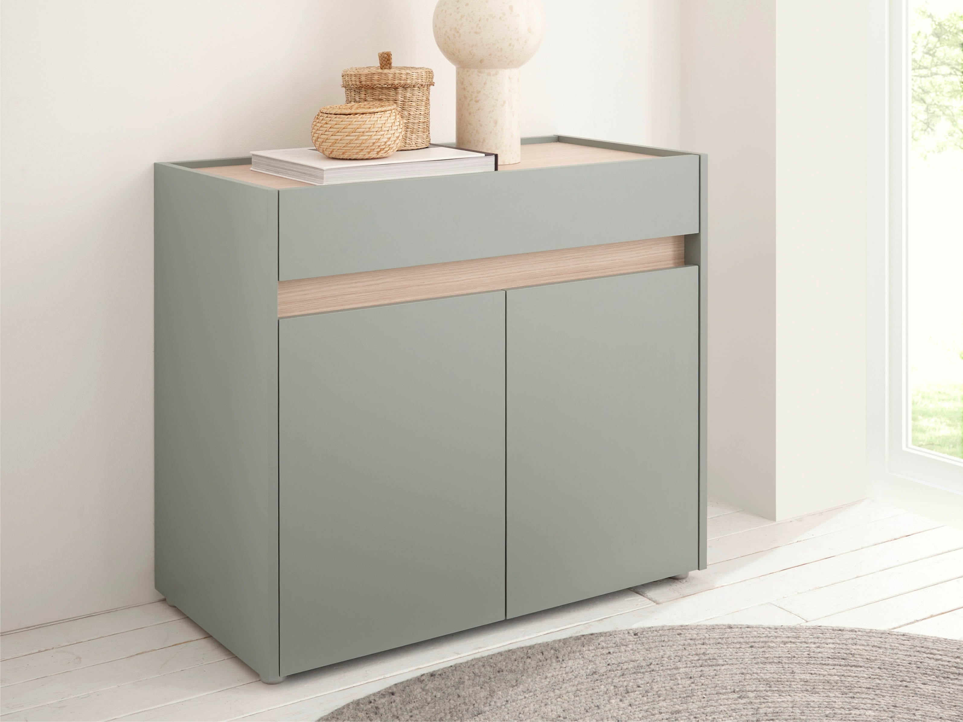 Komód Elbsori 110 (Zöld + Tölgy)