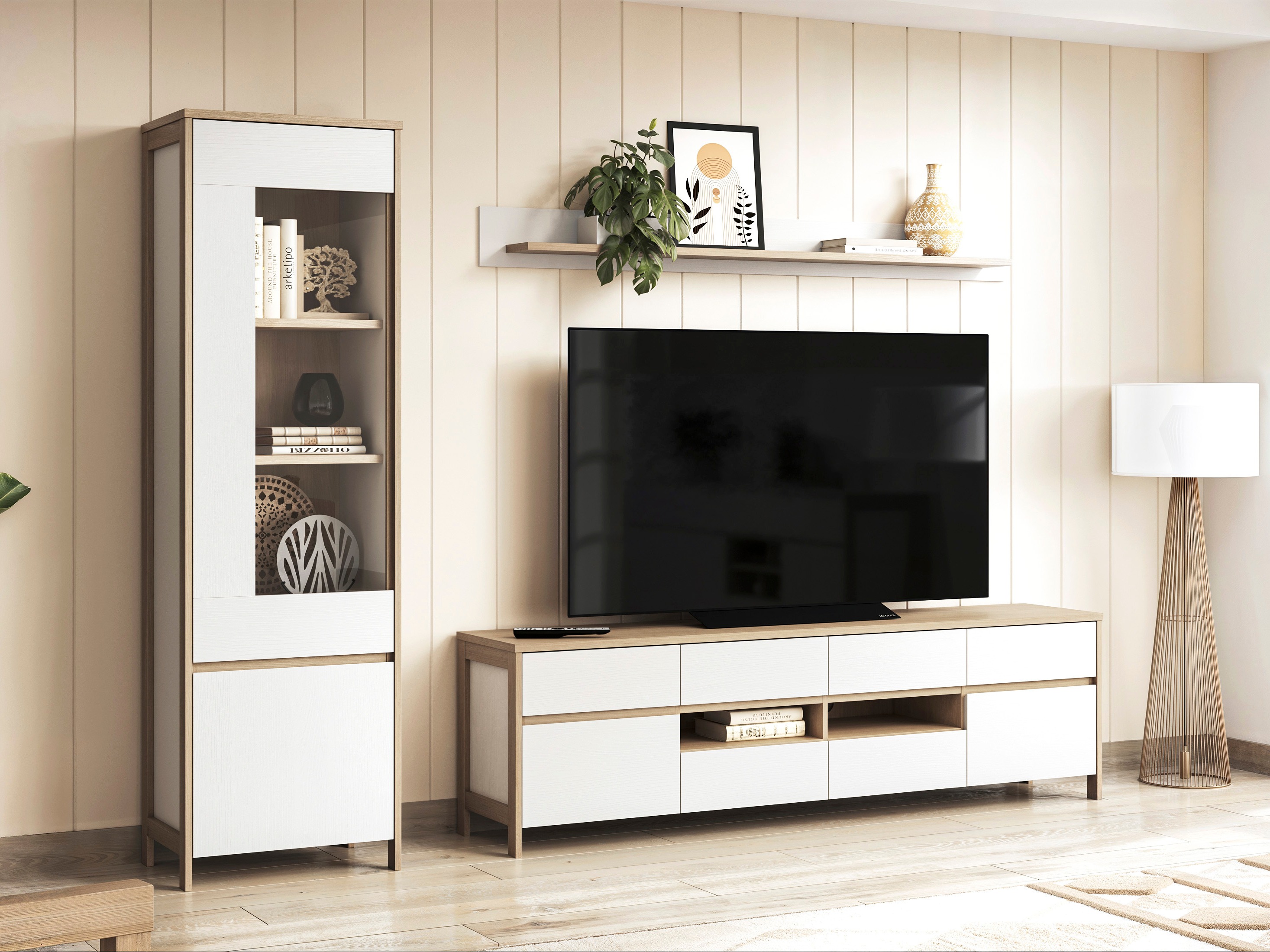 Nappali szett Fermaru 113 (Fehér + Tölgy)