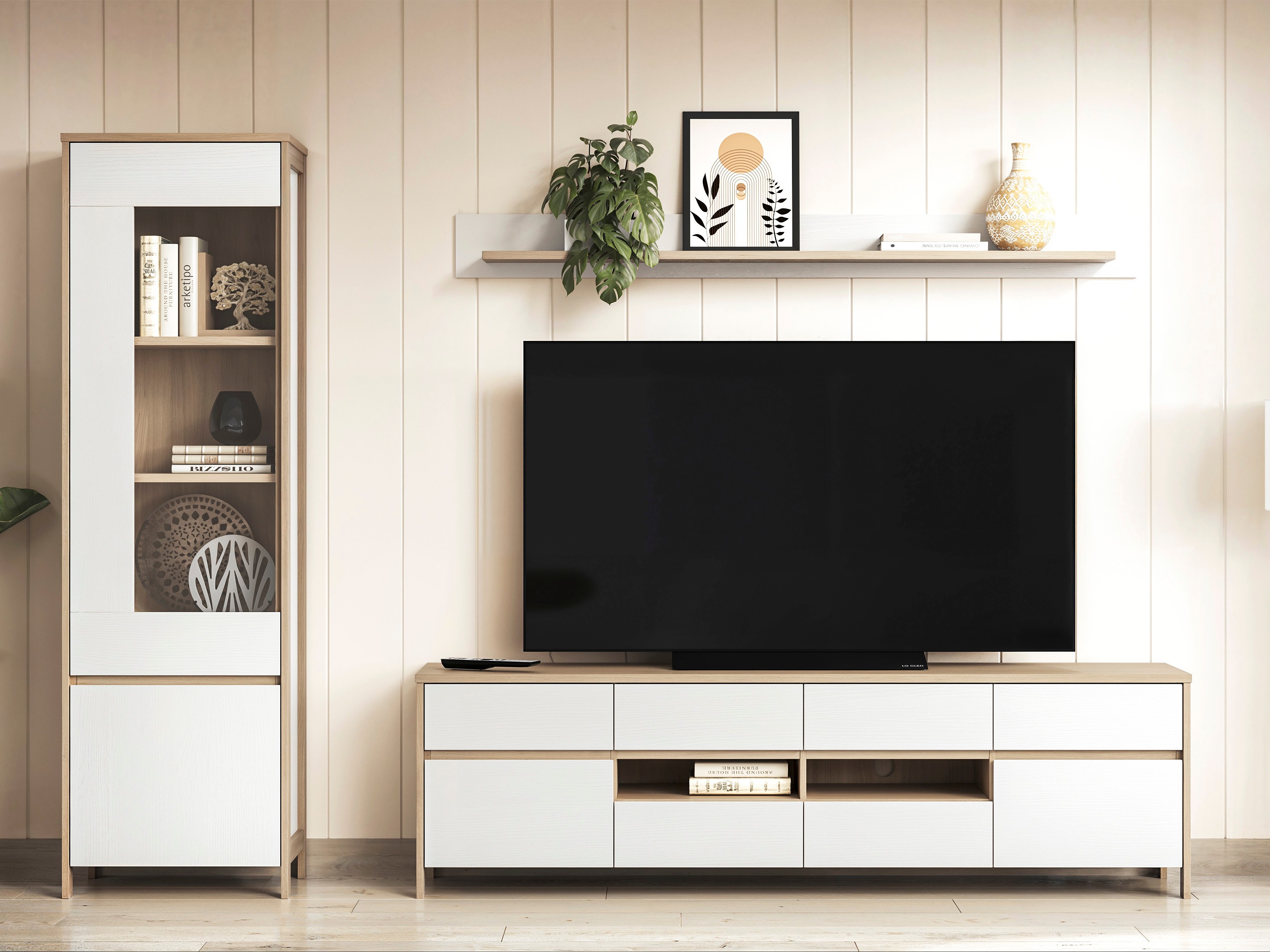 Nappali szett Fermaru 113 (Fehér + Tölgy)