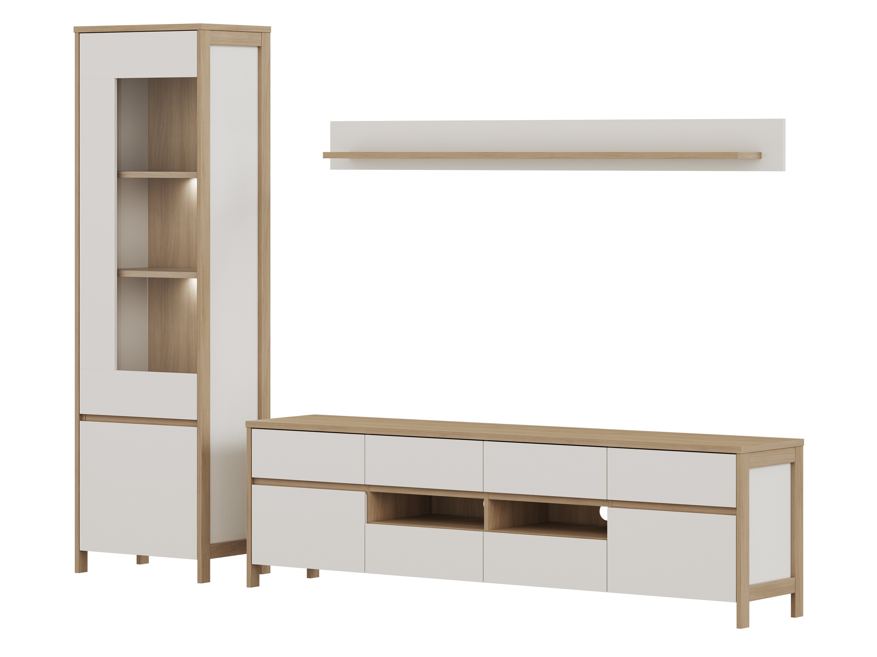 Nappali szett Fermaru 113 (Fehér + Tölgy)