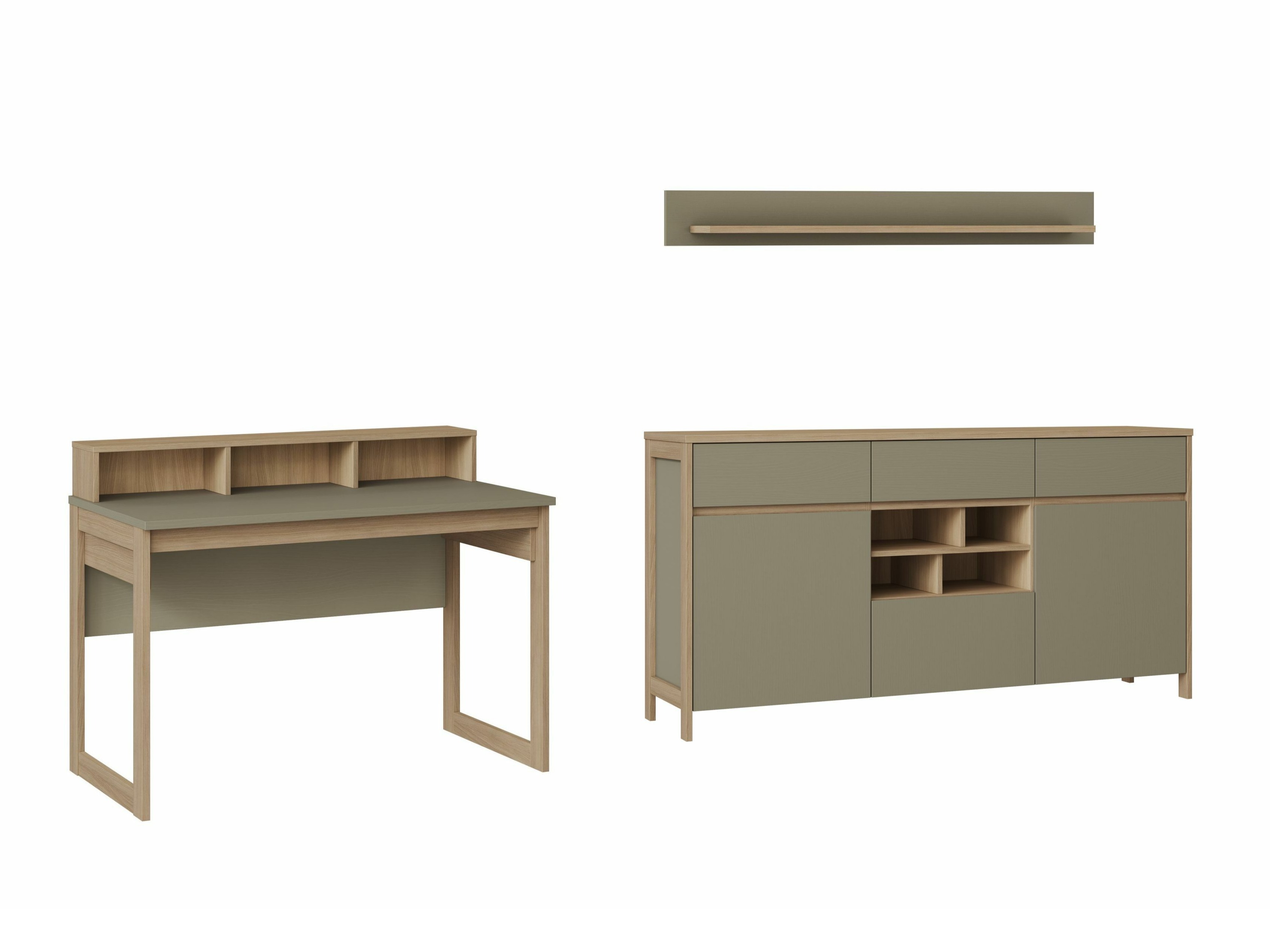 Otthoni iroda készlet Fermaru 116 (Poros zöld + Tölgy)