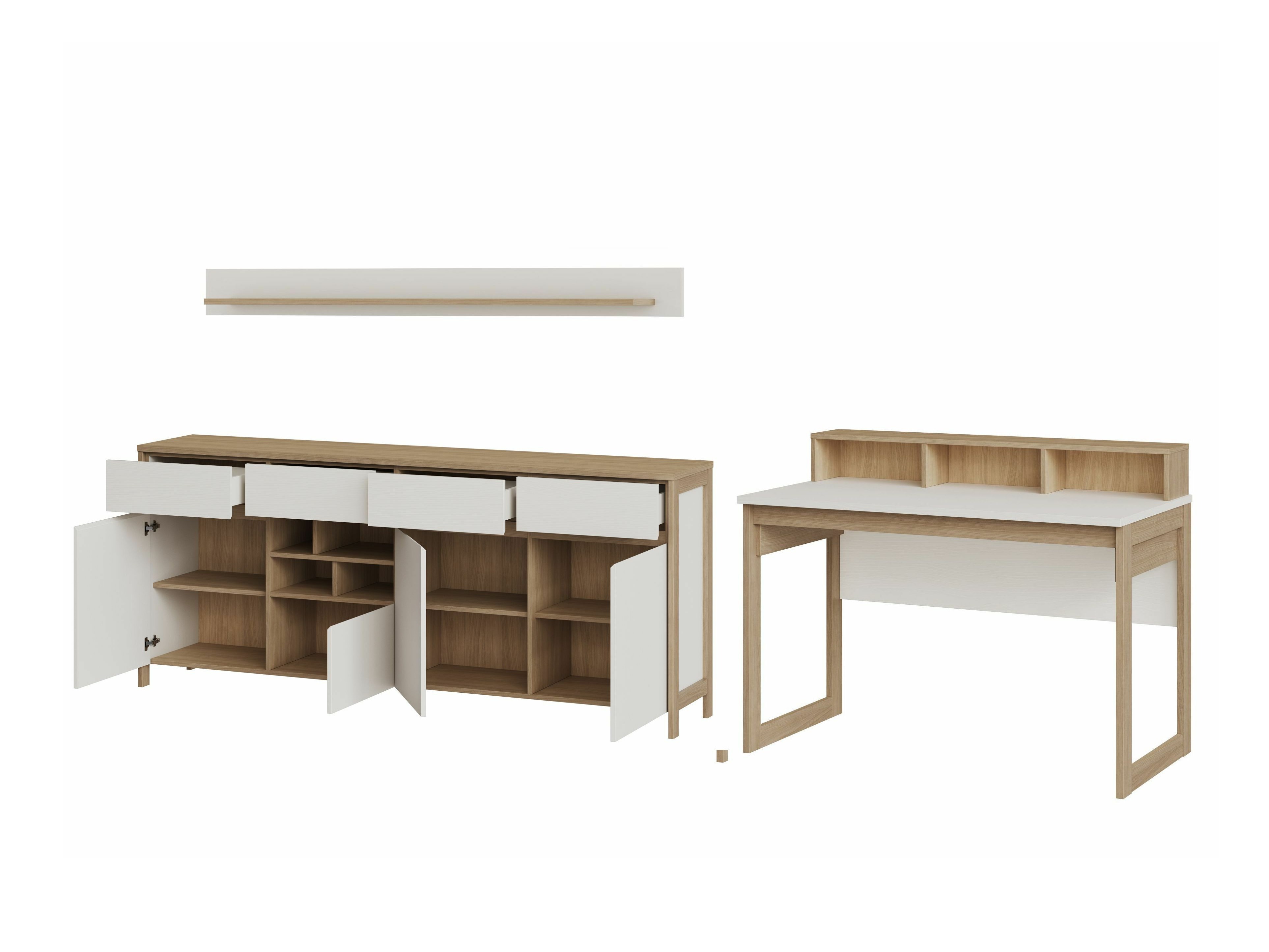 Otthoni iroda készlet Fermaru 117 (Fehér + Tölgy)