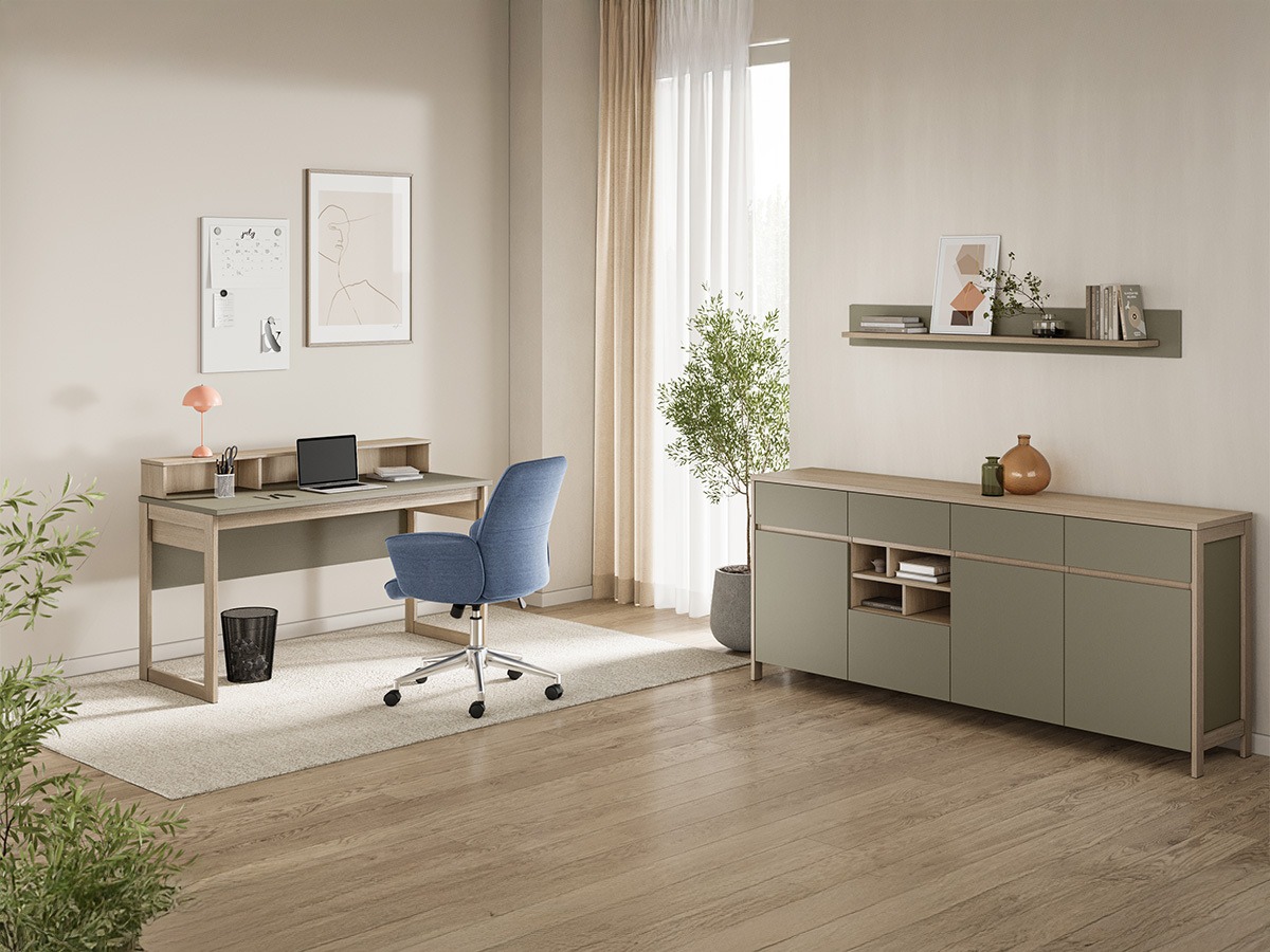 Otthoni iroda készlet Fermaru 117 (Poros zöld + Tölgy)