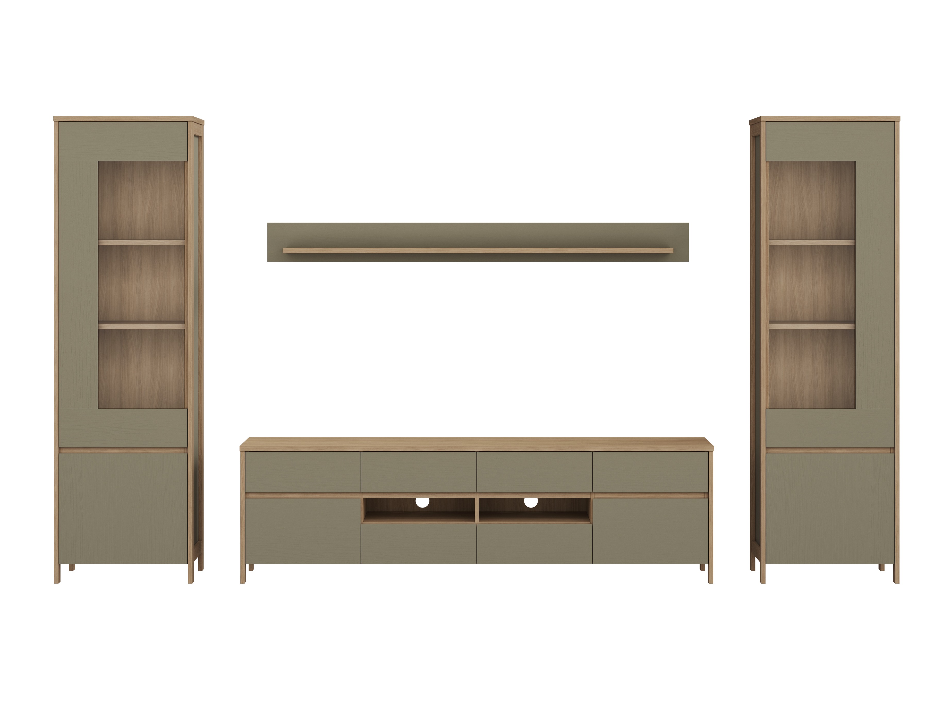 Nappali szett Fermaru 111 (Poros zöld + Tölgy)