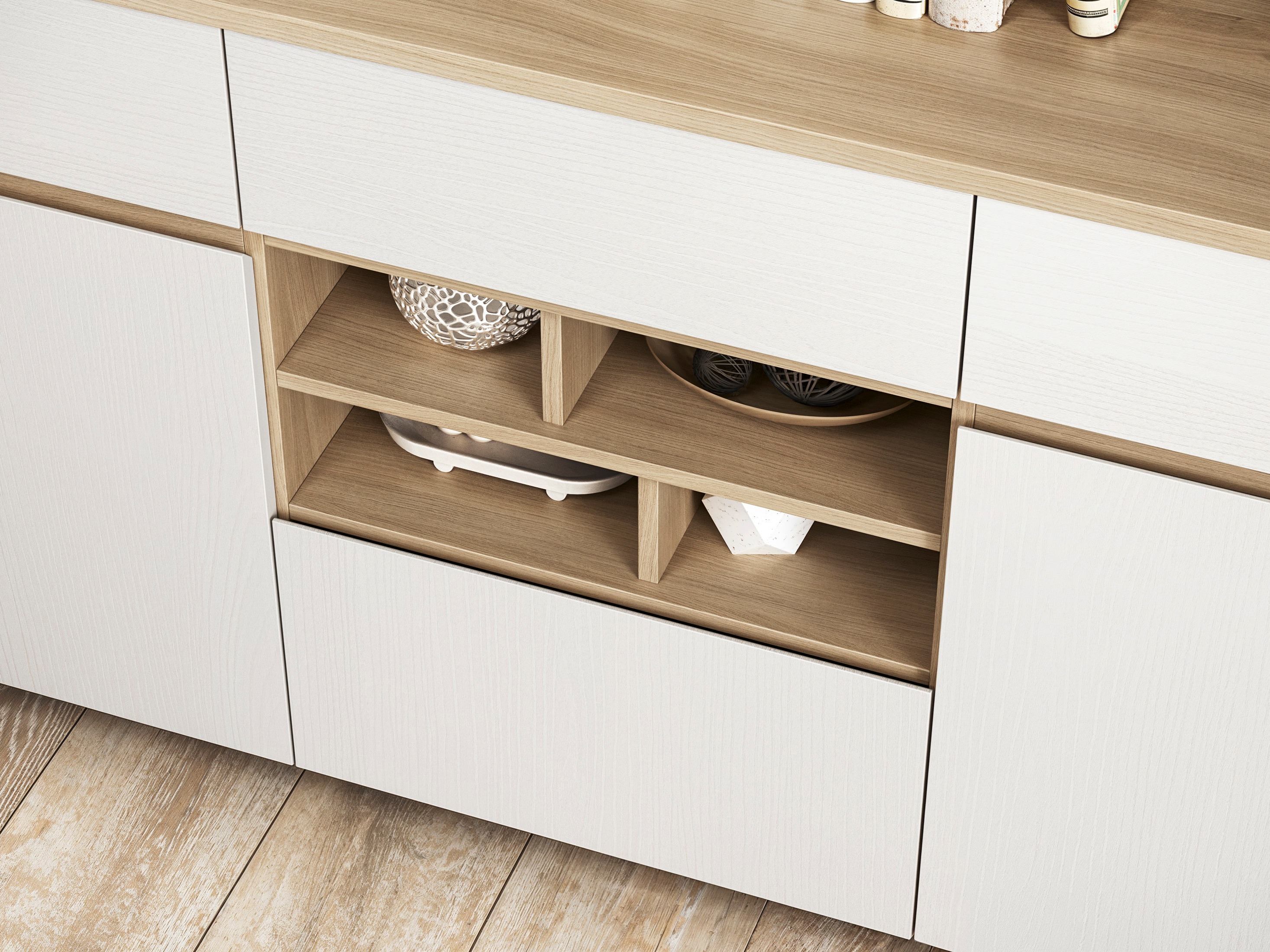 Nappali szett Fermaru 113 (Fehér + Tölgy)