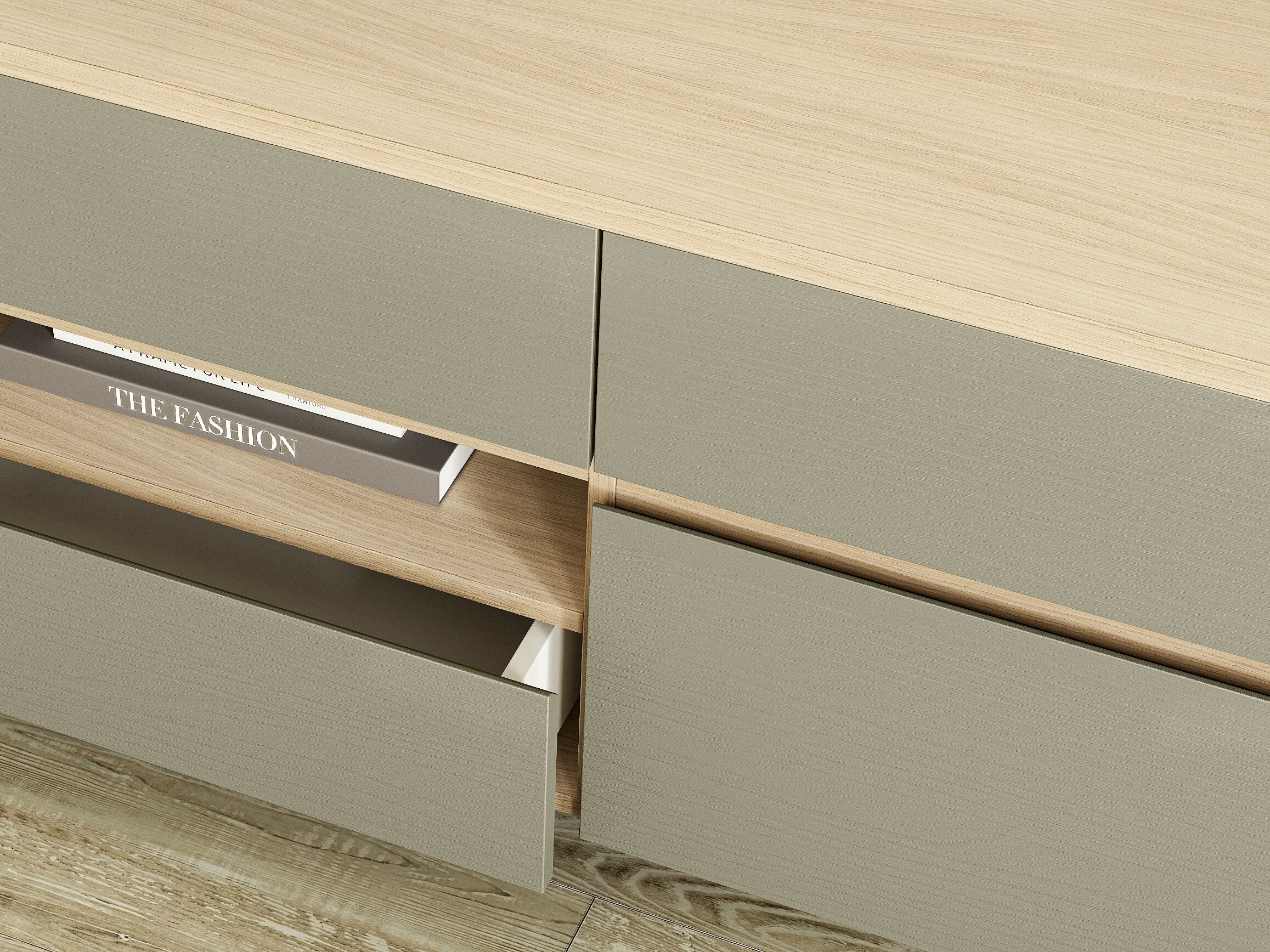 Nappali szett Fermaru 113 (Poros zöld + Tölgy)