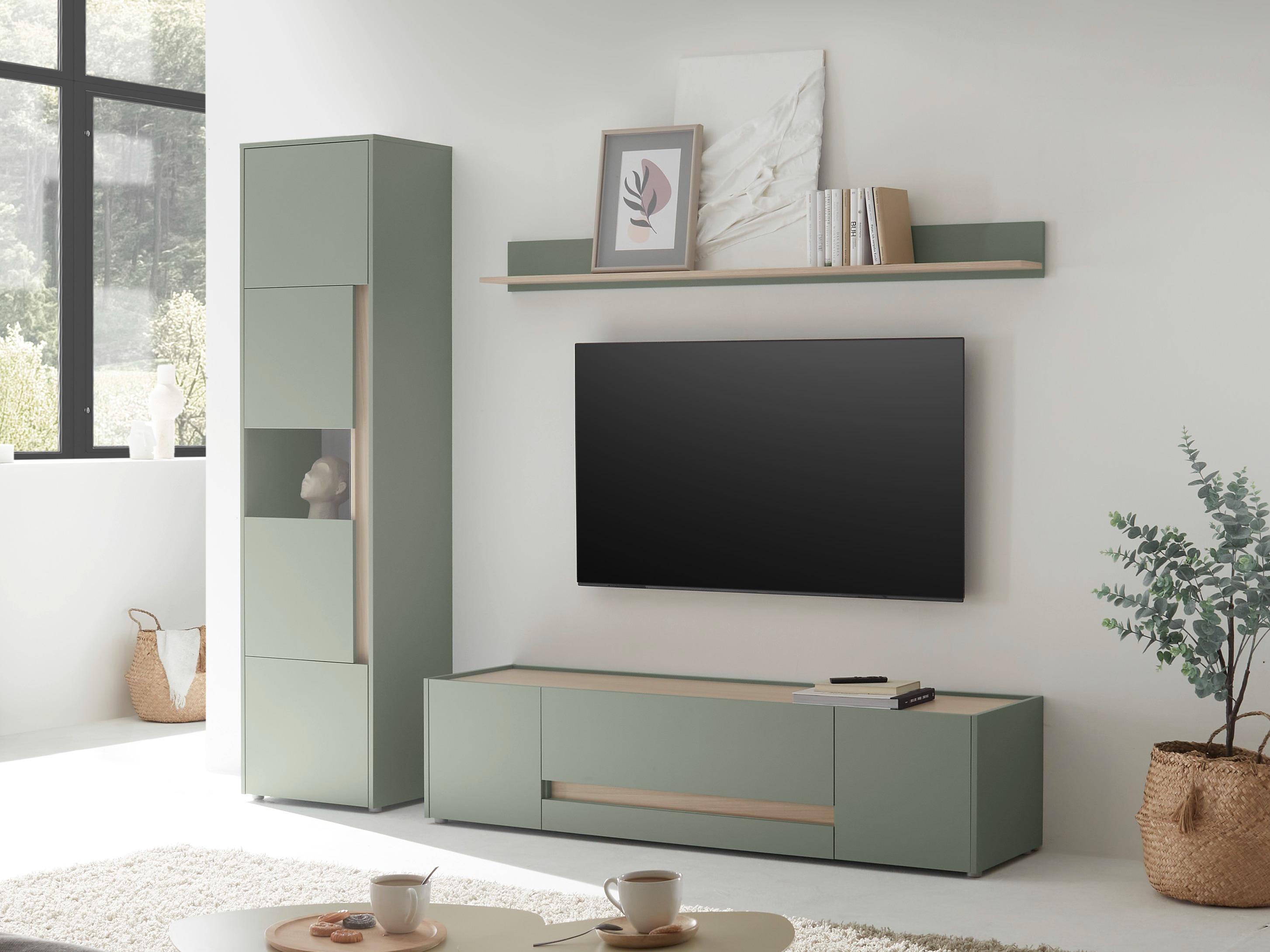 TV-állvány Elbsori 115 (Zöld + Tölgy)