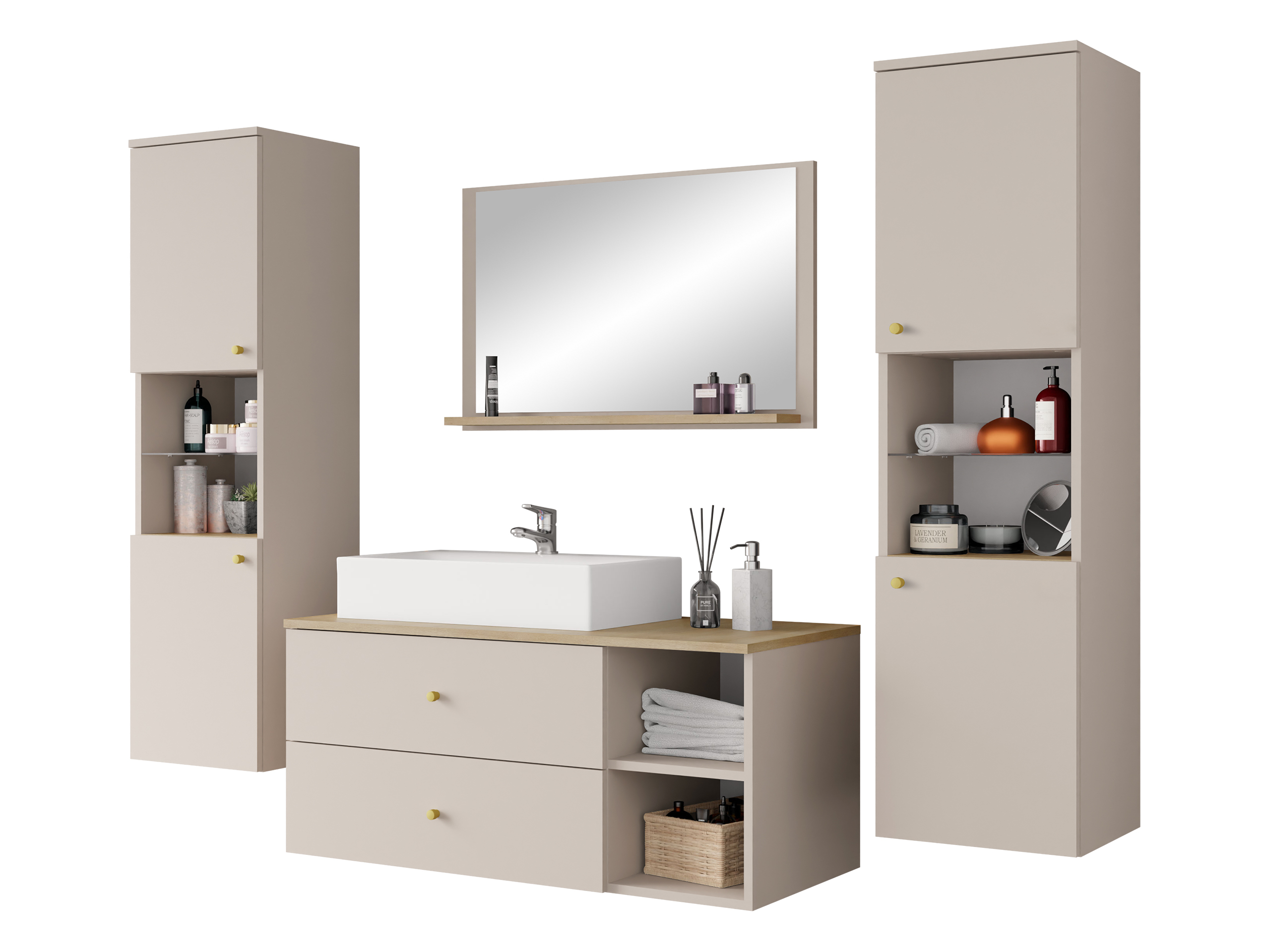 Fürdőszoba garnitúra Ophruvi 102 (Világosbarna)