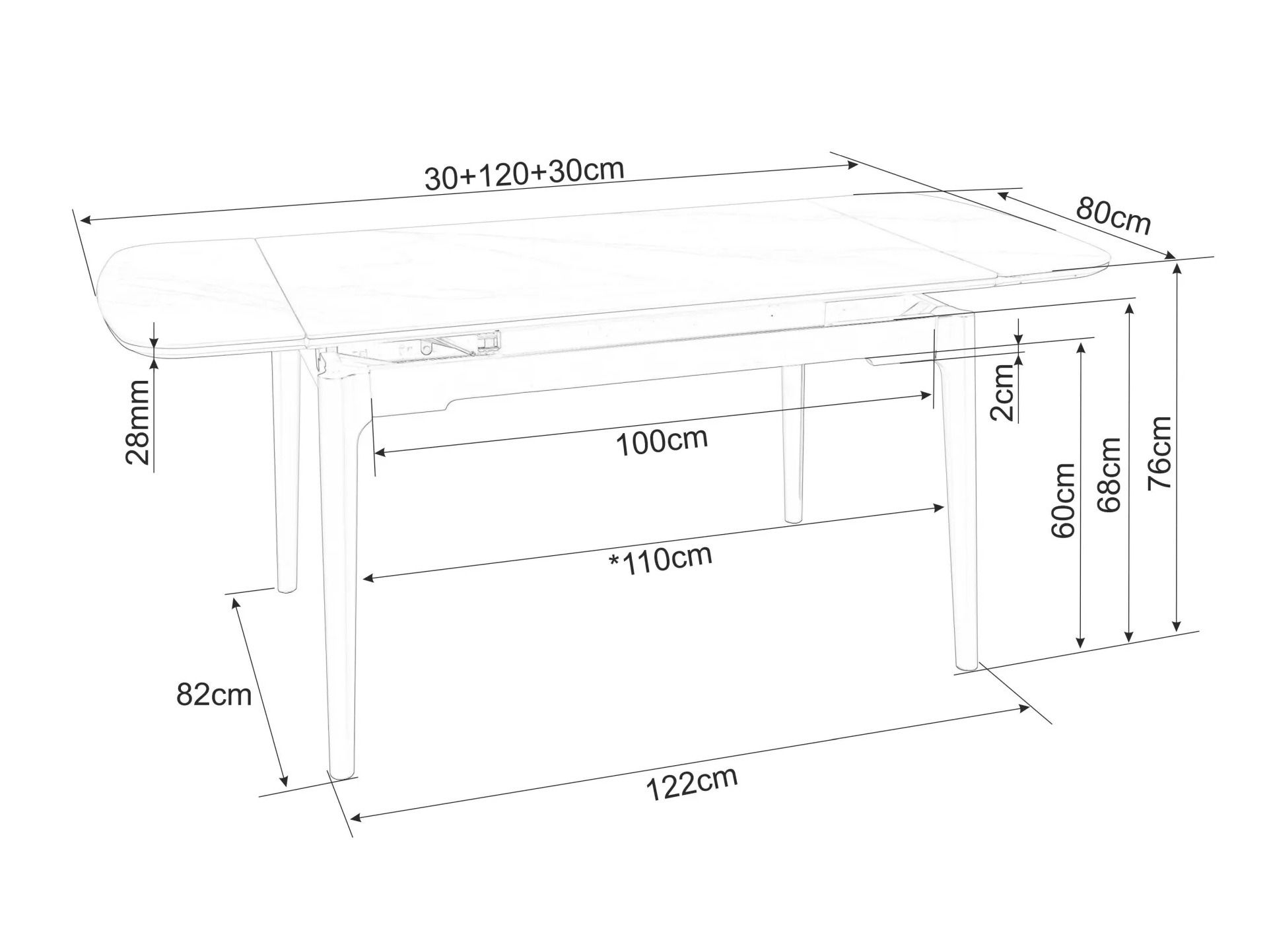 Asztal Detroit 921 (Fehér márvány)