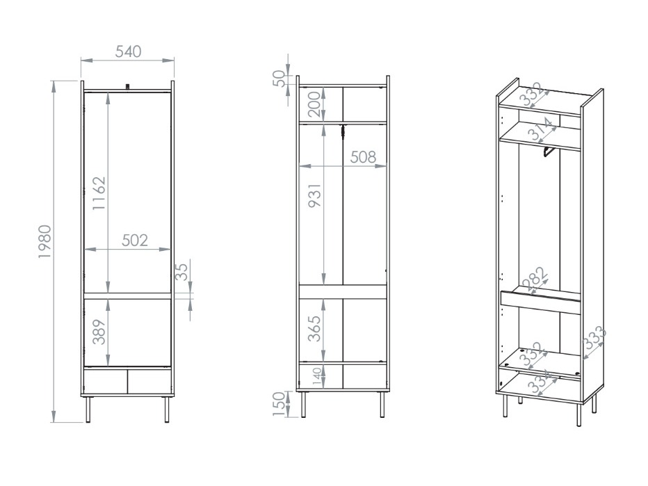 Gardróbszekrény Tivorlo 100