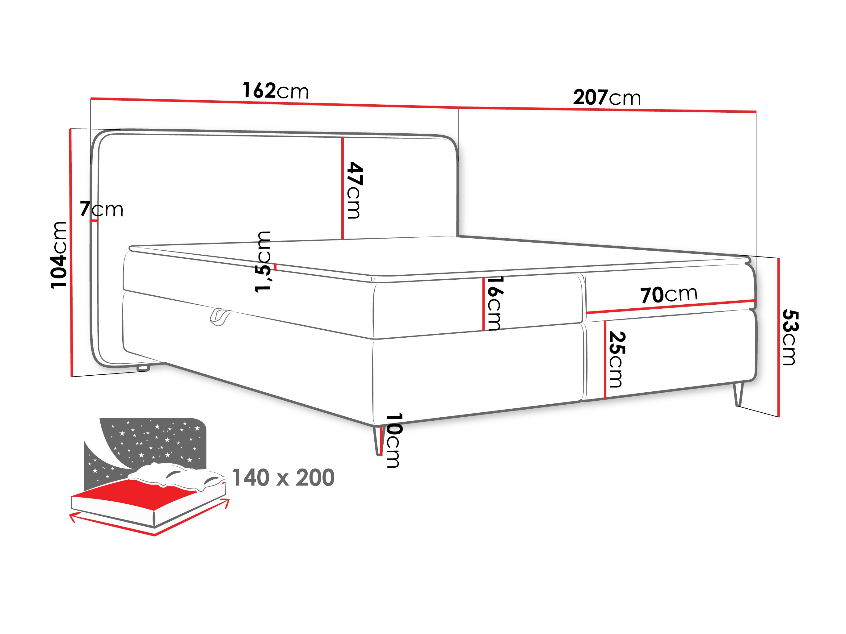Kontinentális ágy Stonecrest 108 (Taro 05)