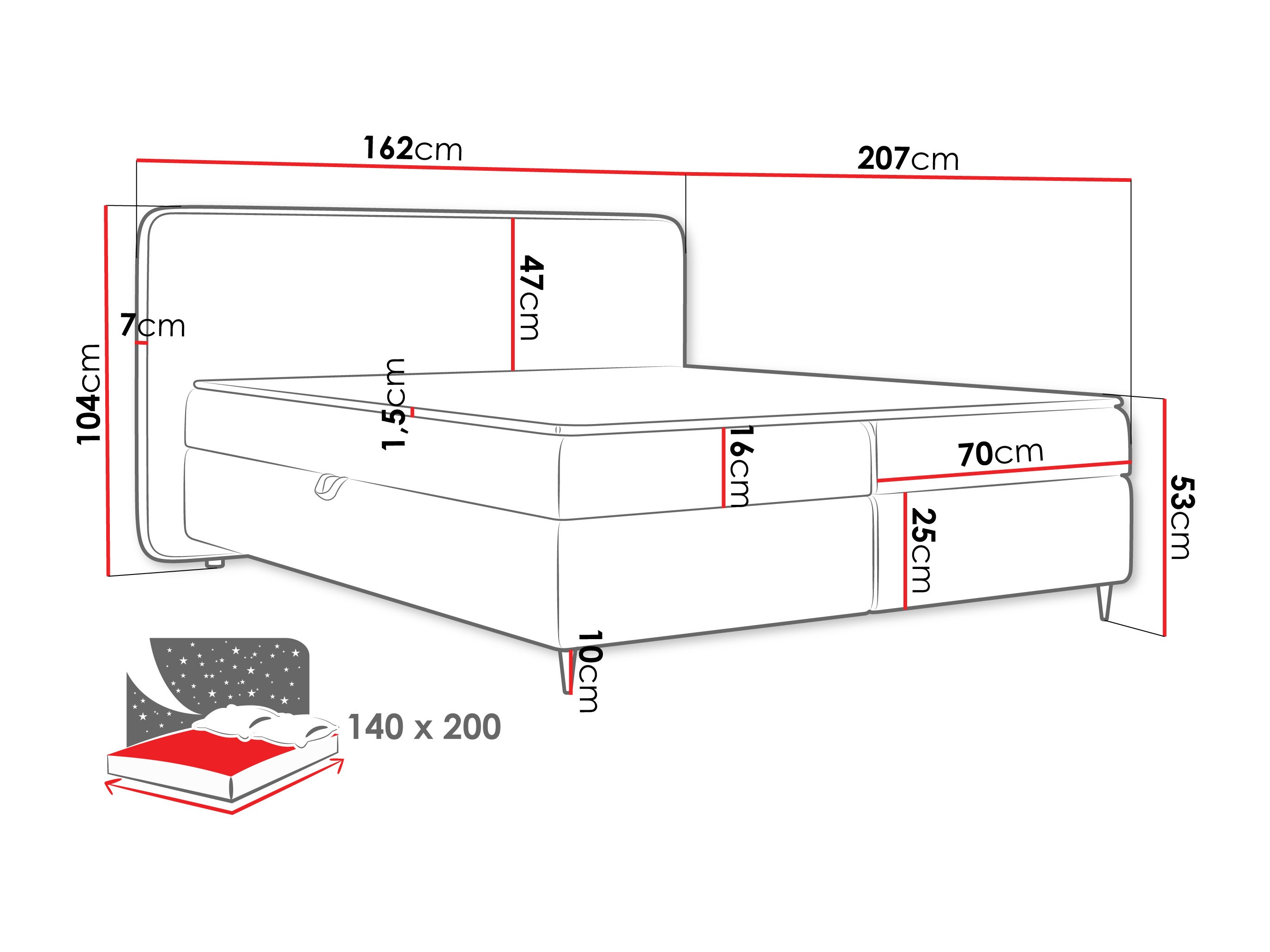Kontinentális ágy Stonecrest 108 (Taro 11)