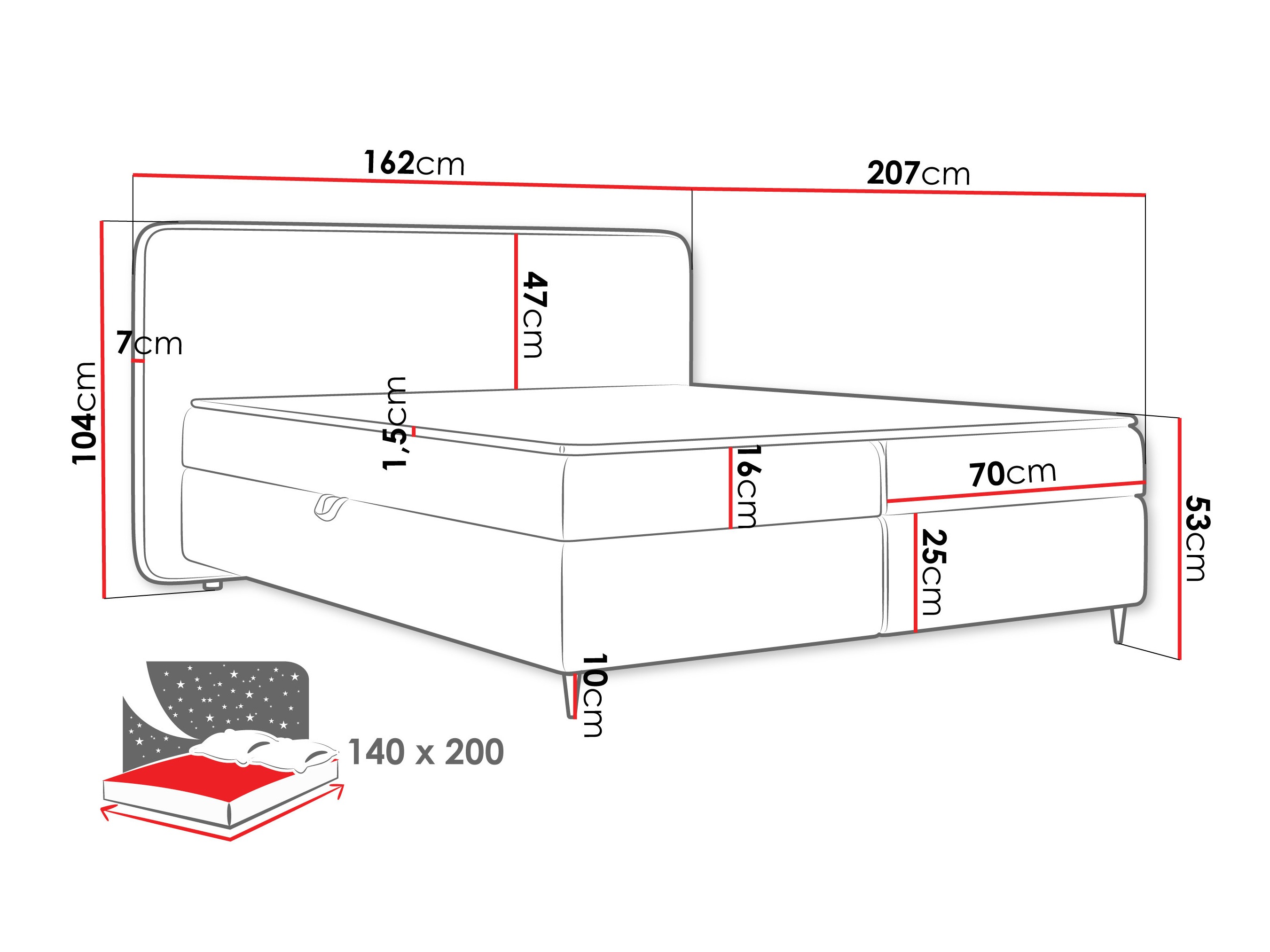 Kontinentális ágy Stonecrest 108 (Taro 33)