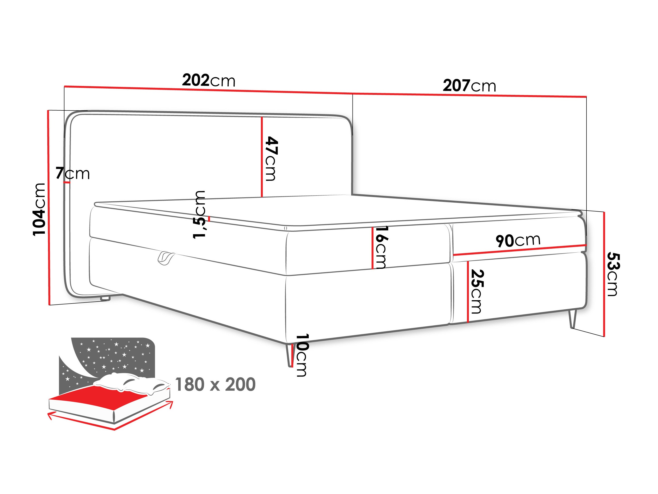 Kontinentális ágy Stonecrest 108 (Taro 33)