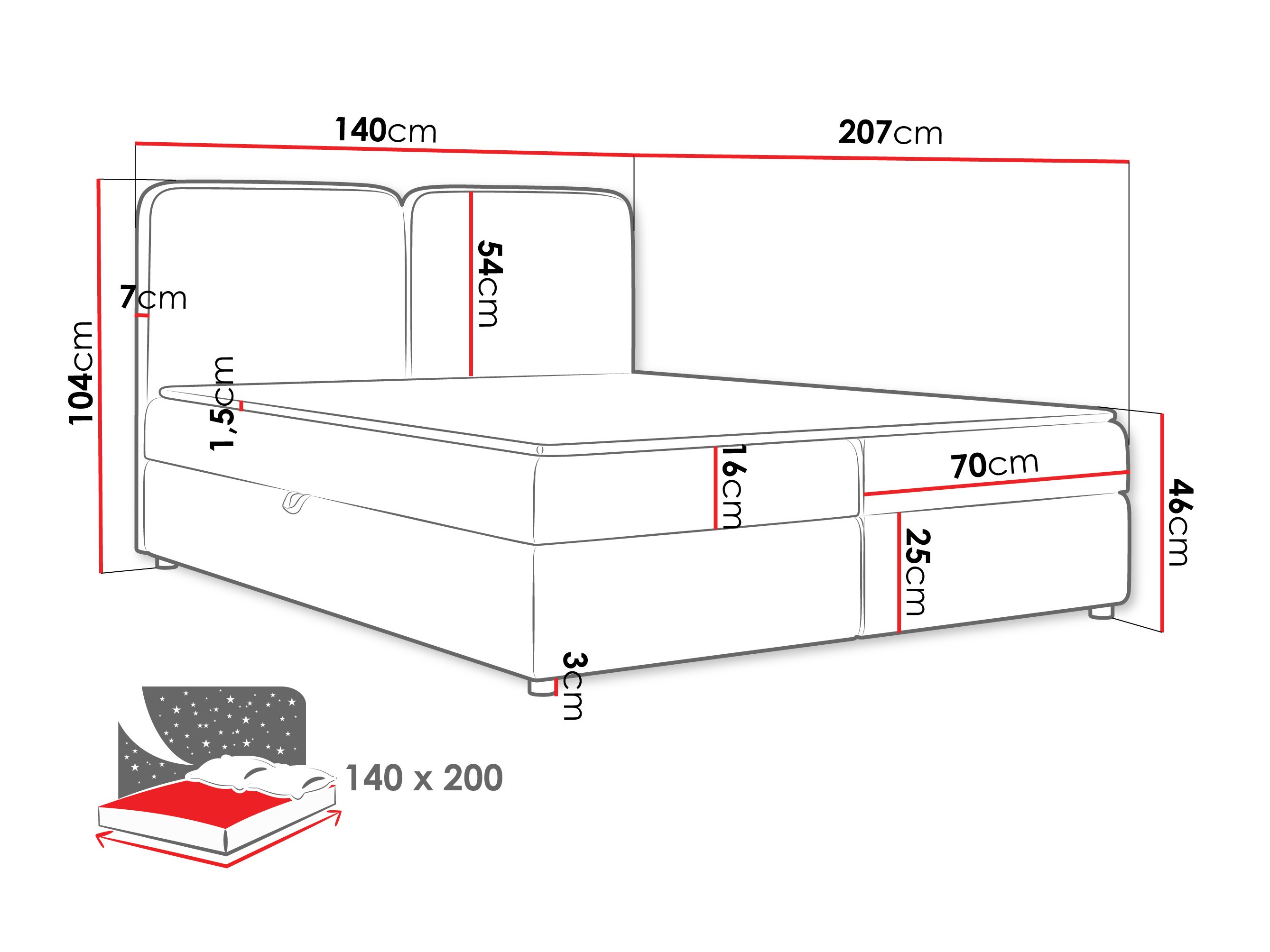 Kontinentális ágy Stonecrest 109 (Taro 01)