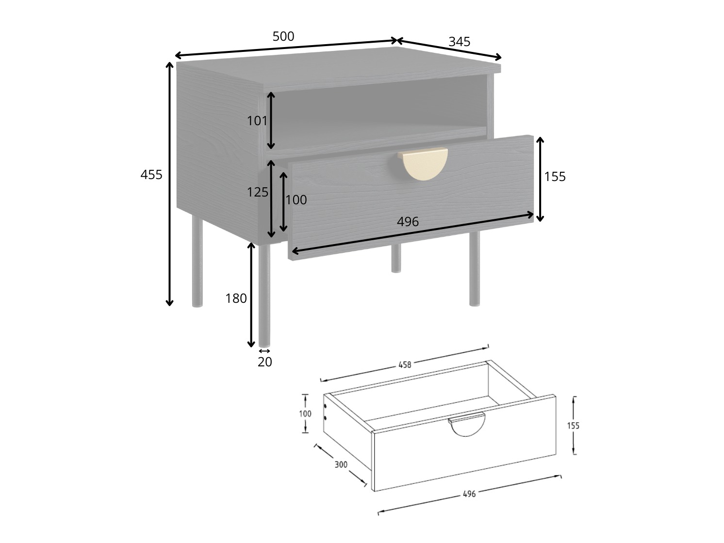 Éjjeliszekrény szett Morsono 108