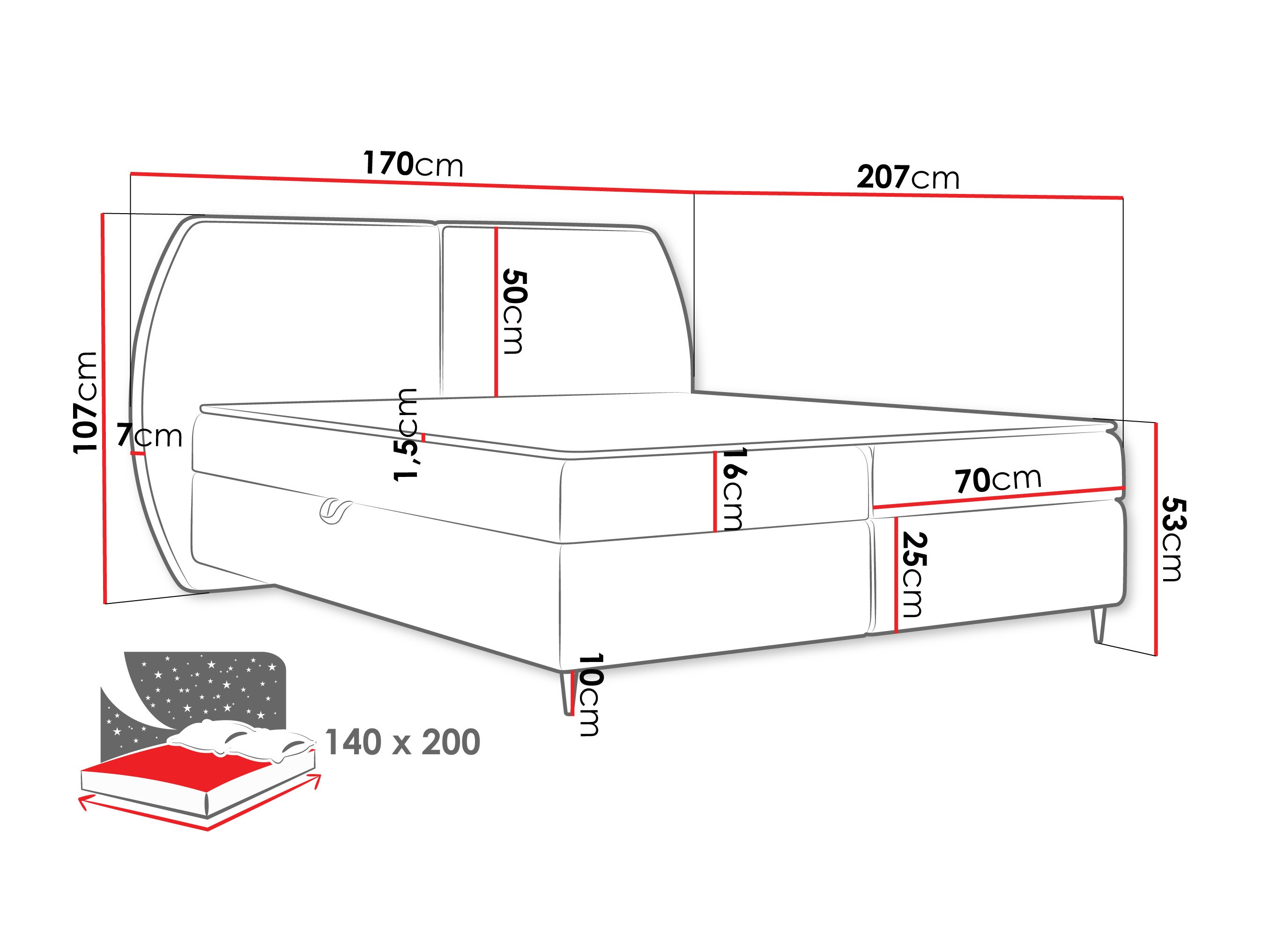 Kontinentális ágy Stonecrest 110 (Wave 01)