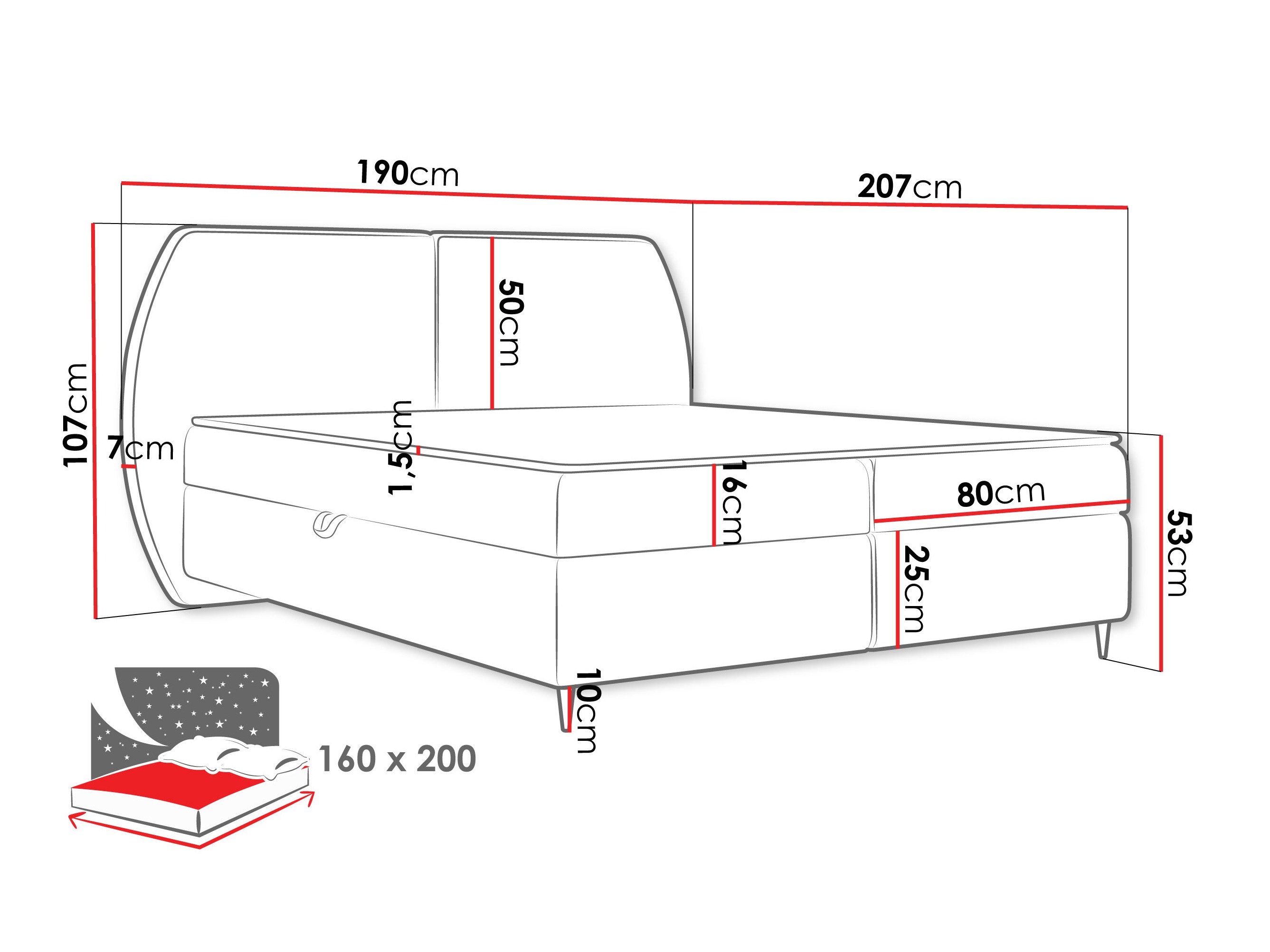Kontinentális ágy Stonecrest 110 (Wave 15)