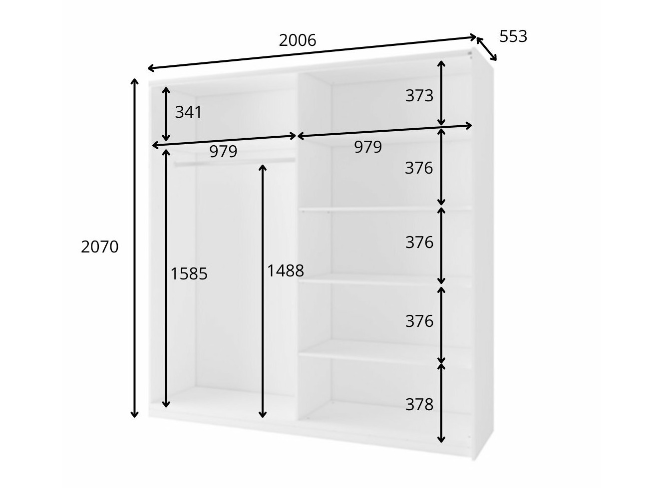 Gardróbszekrény Baytown 101 (Grafit)