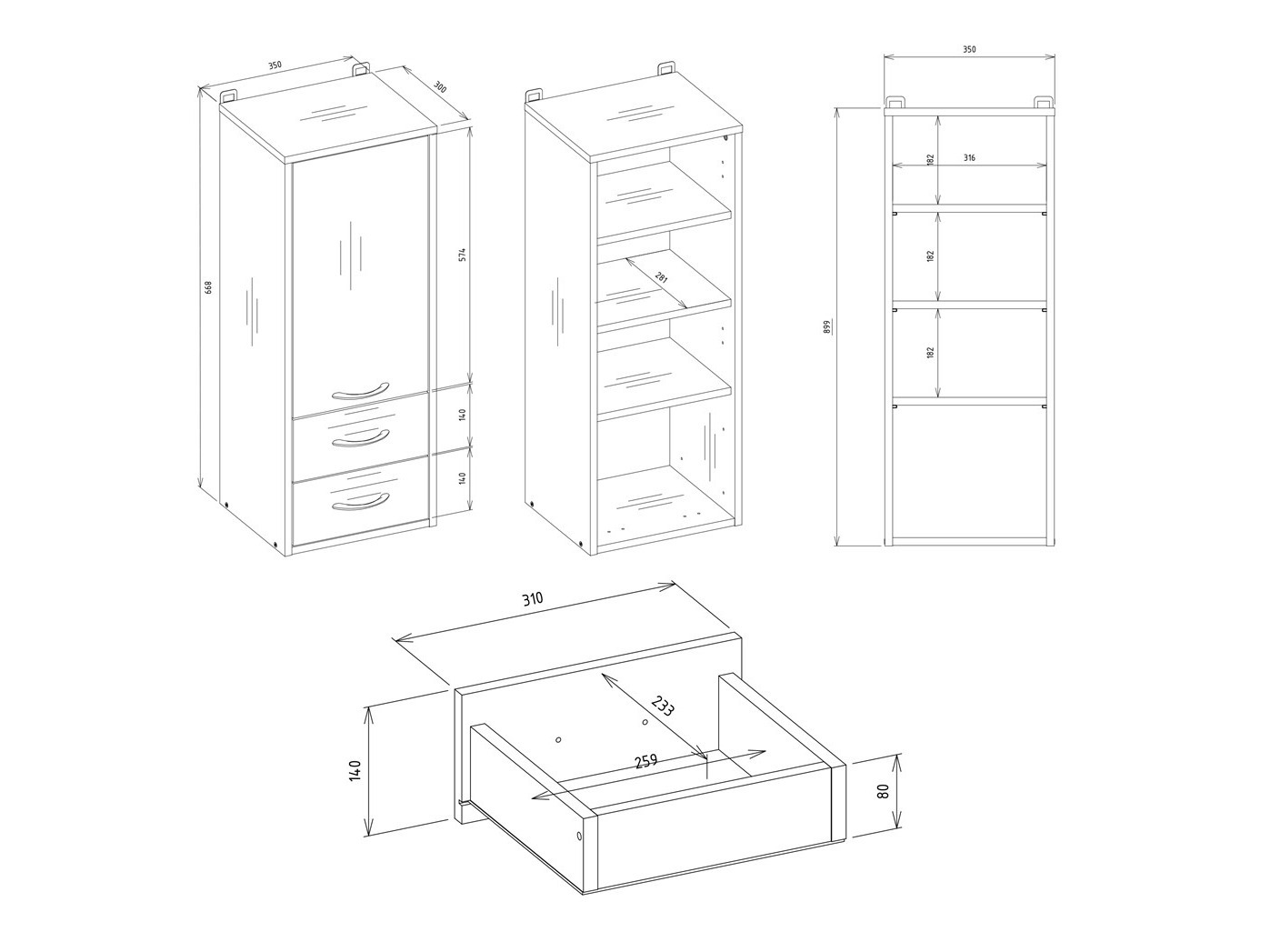 Fali fürdőszoba szekrény Servou 105