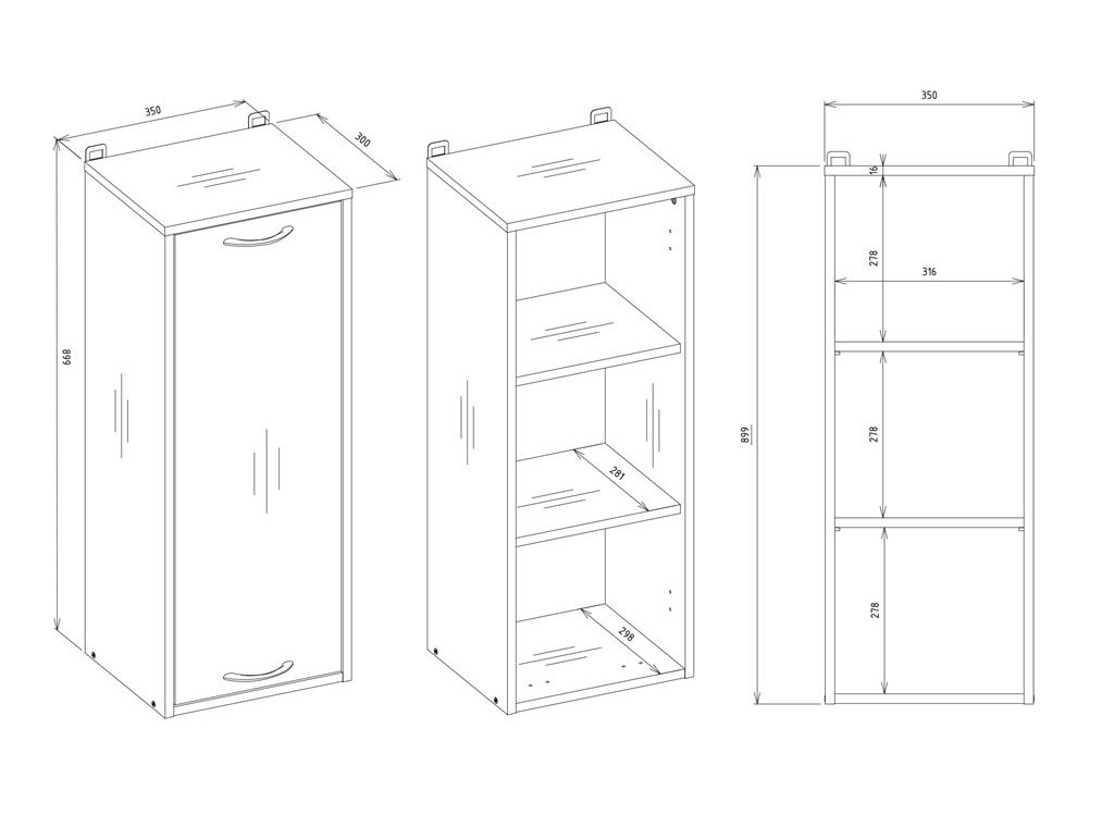 Fali fürdőszoba szekrény Servou 107