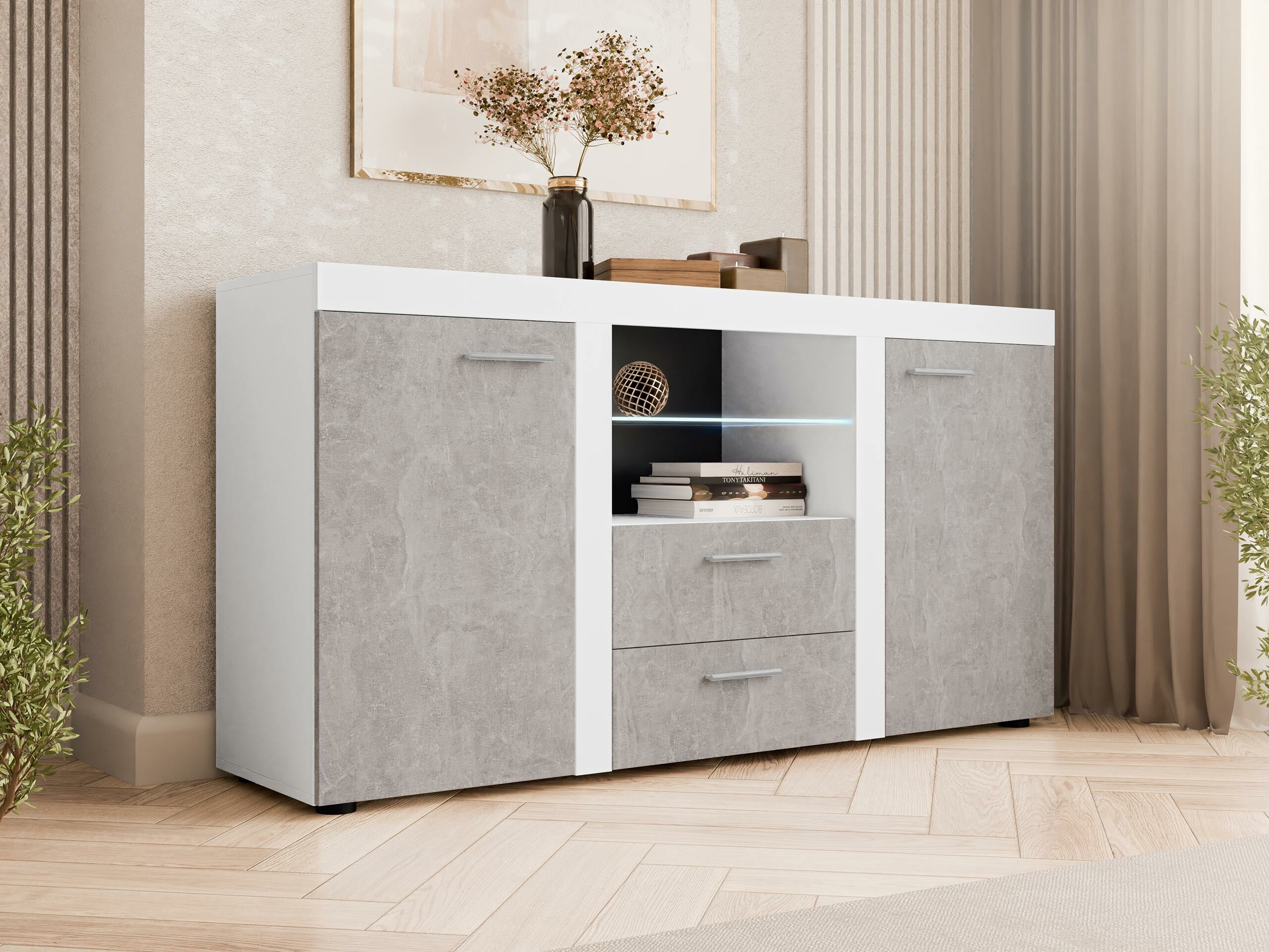 Komód Tucson 104 (Fehér + Beton)