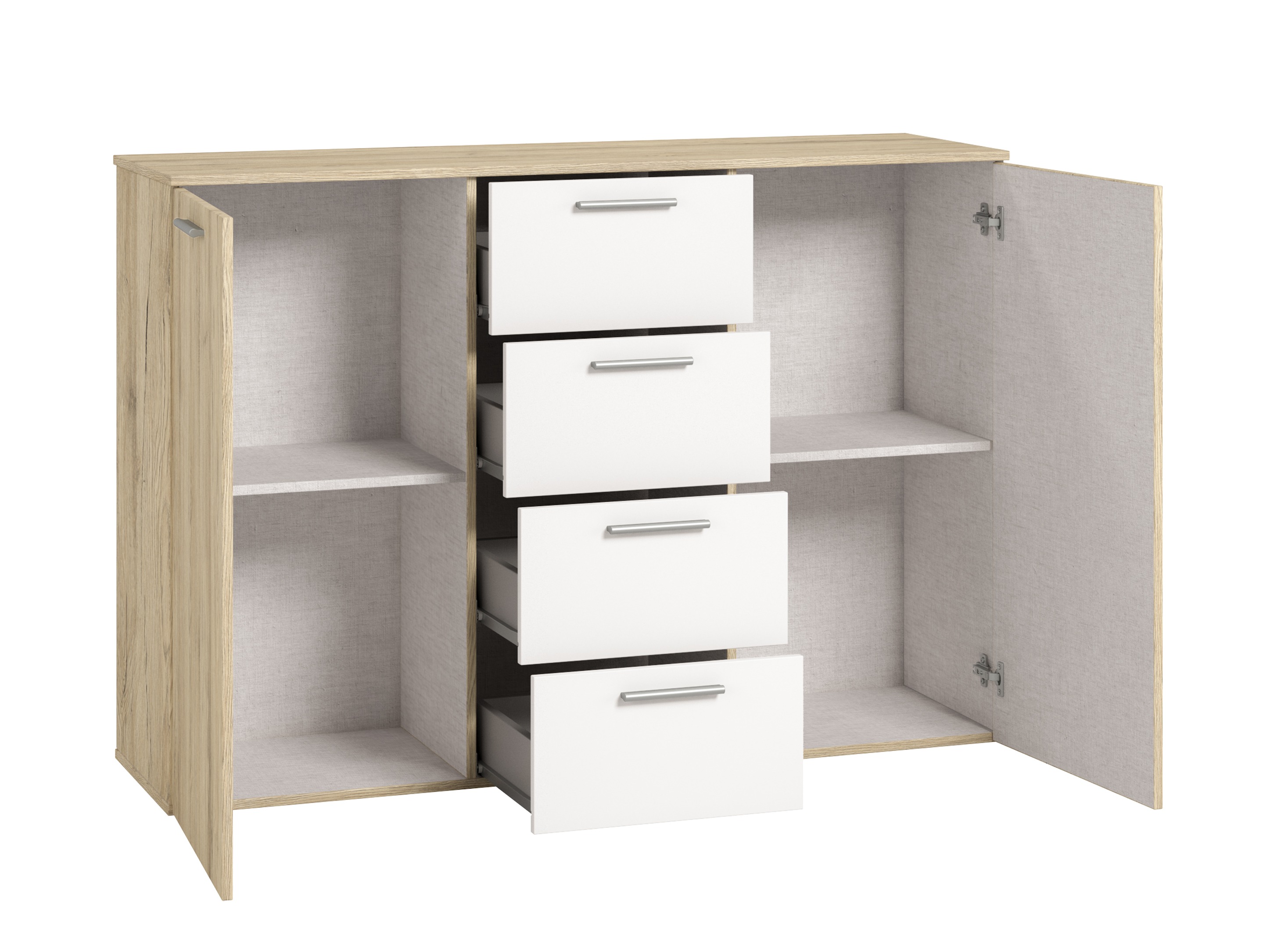 Komód Melvele 101 (San remo tölgy + Fehér)