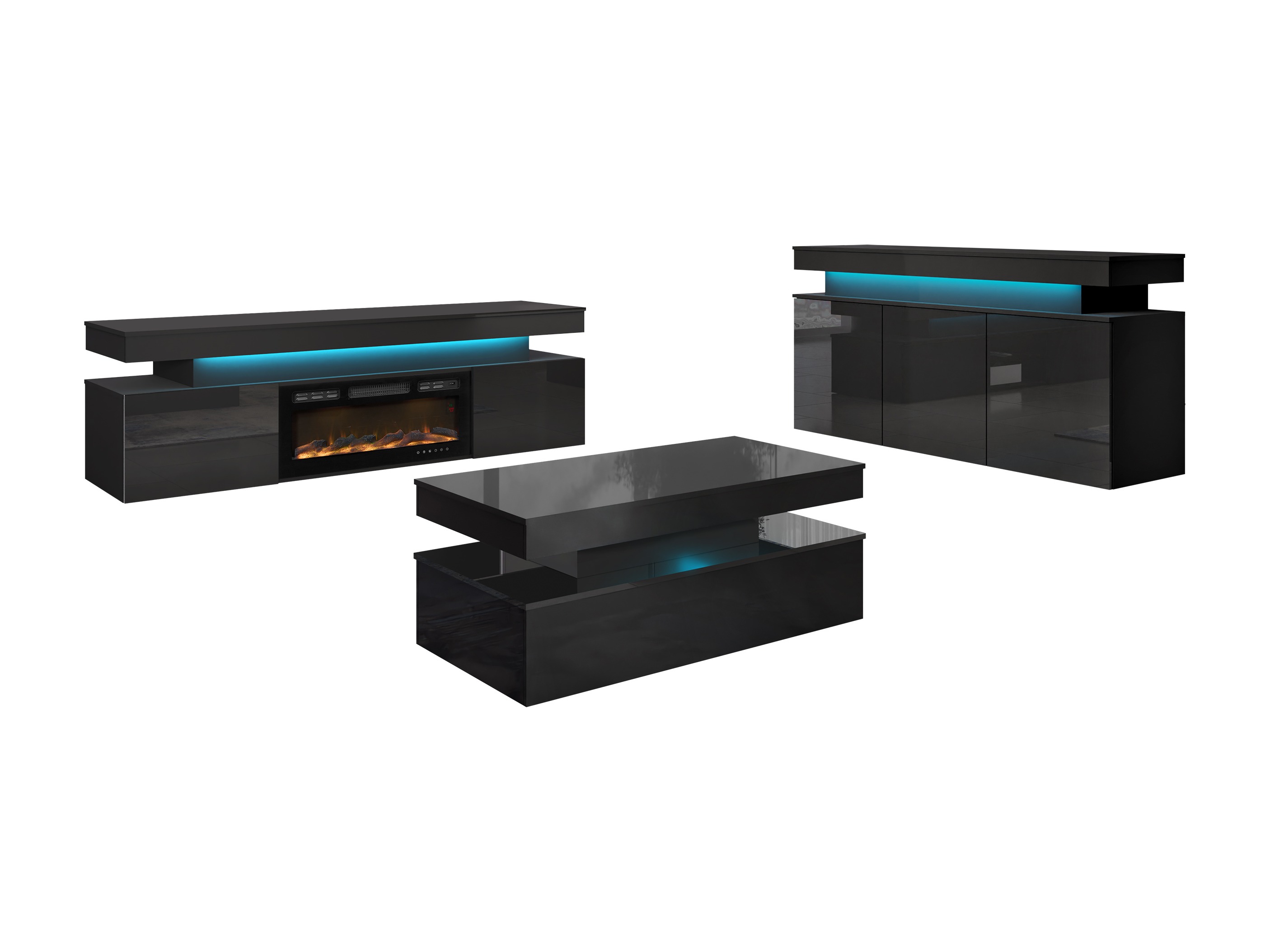 Nappali szett Monfero 106 (Fekete + Fényes fekete)