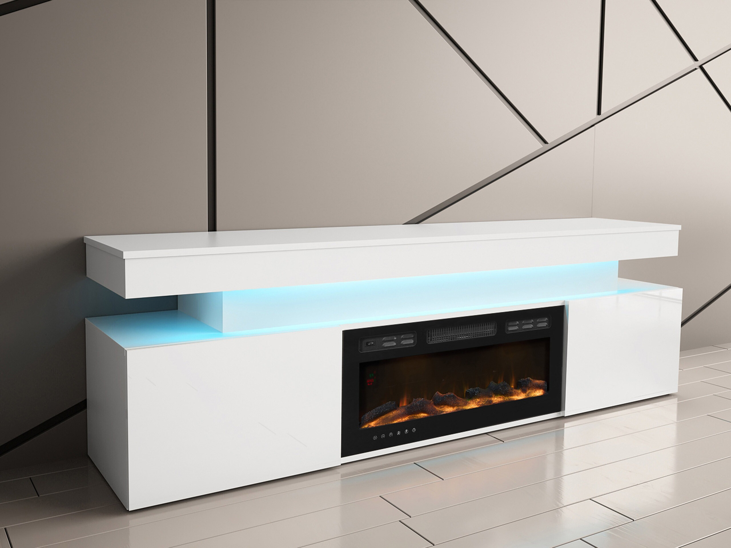 TV-állvány Monfero 104 (Fehér + Fényes fehér)