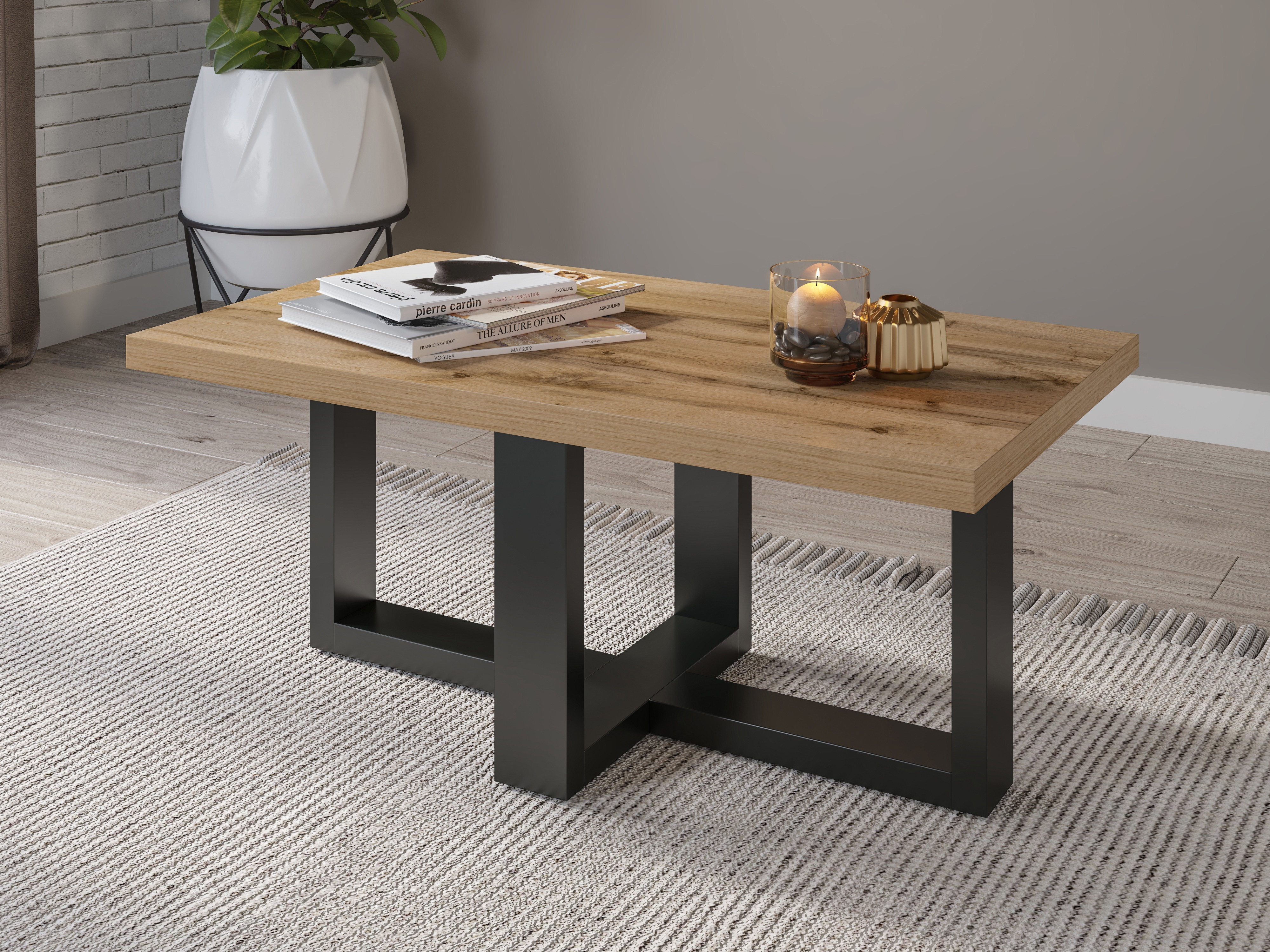 Dohányzóasztal Austin 317 (Fekete + Wotan tölgy)