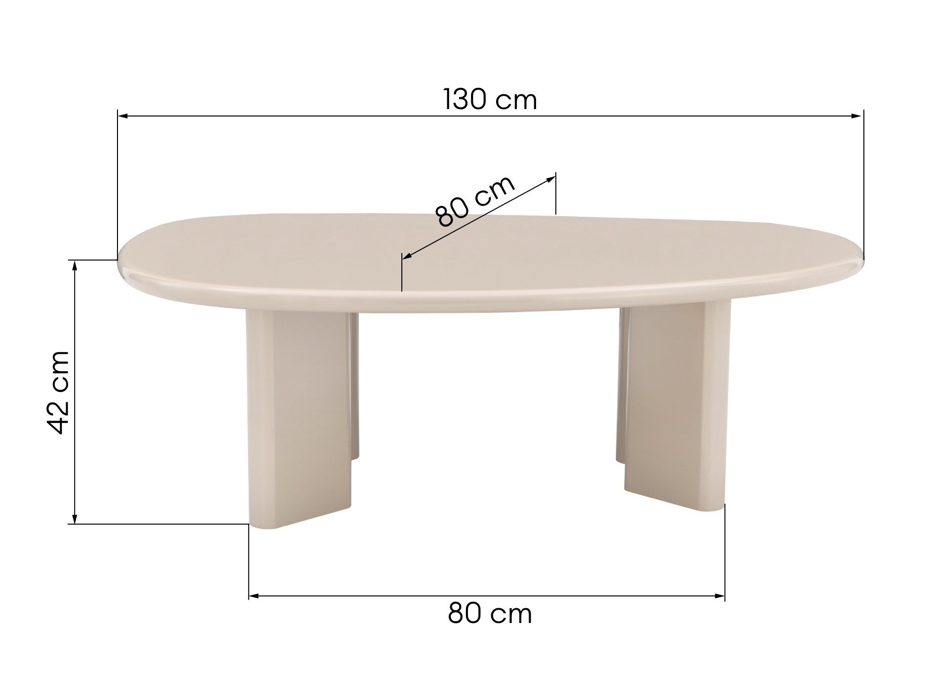 Dohányzóasztal Burleson 476 (Fényes Bézs)
