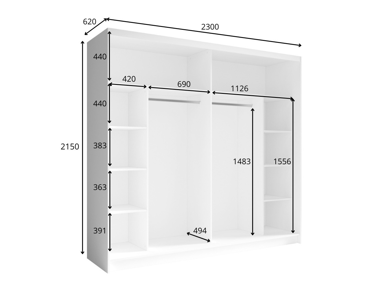 Gardróbszekrény Odecira 100 (Grafit)